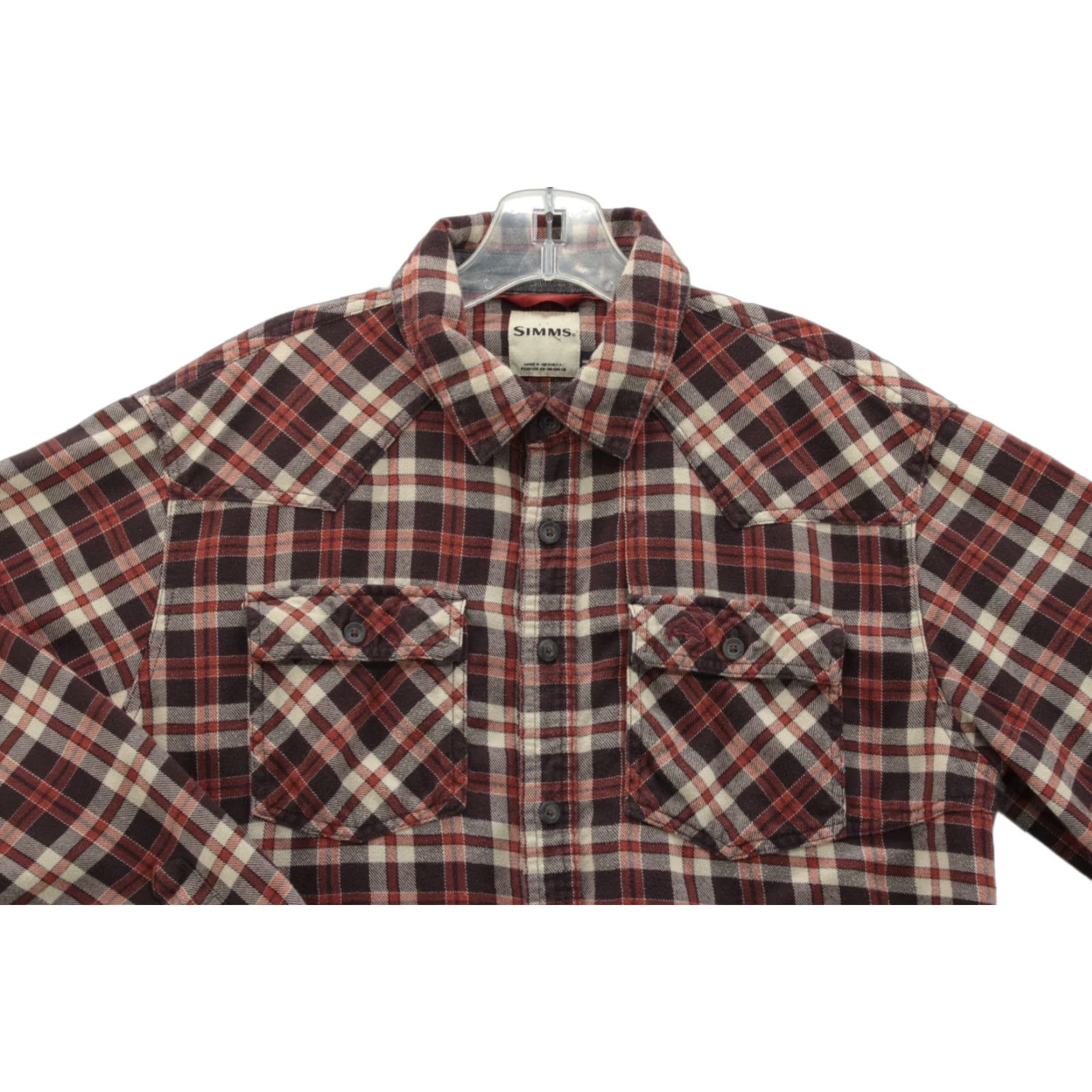 Vintage Simms Flannel Shirt Mens M Brown Plaid Button-Up Long Sleeve Contrasting Trim Size US M / EU 48-50 / 2 - 1 Thumbnail
