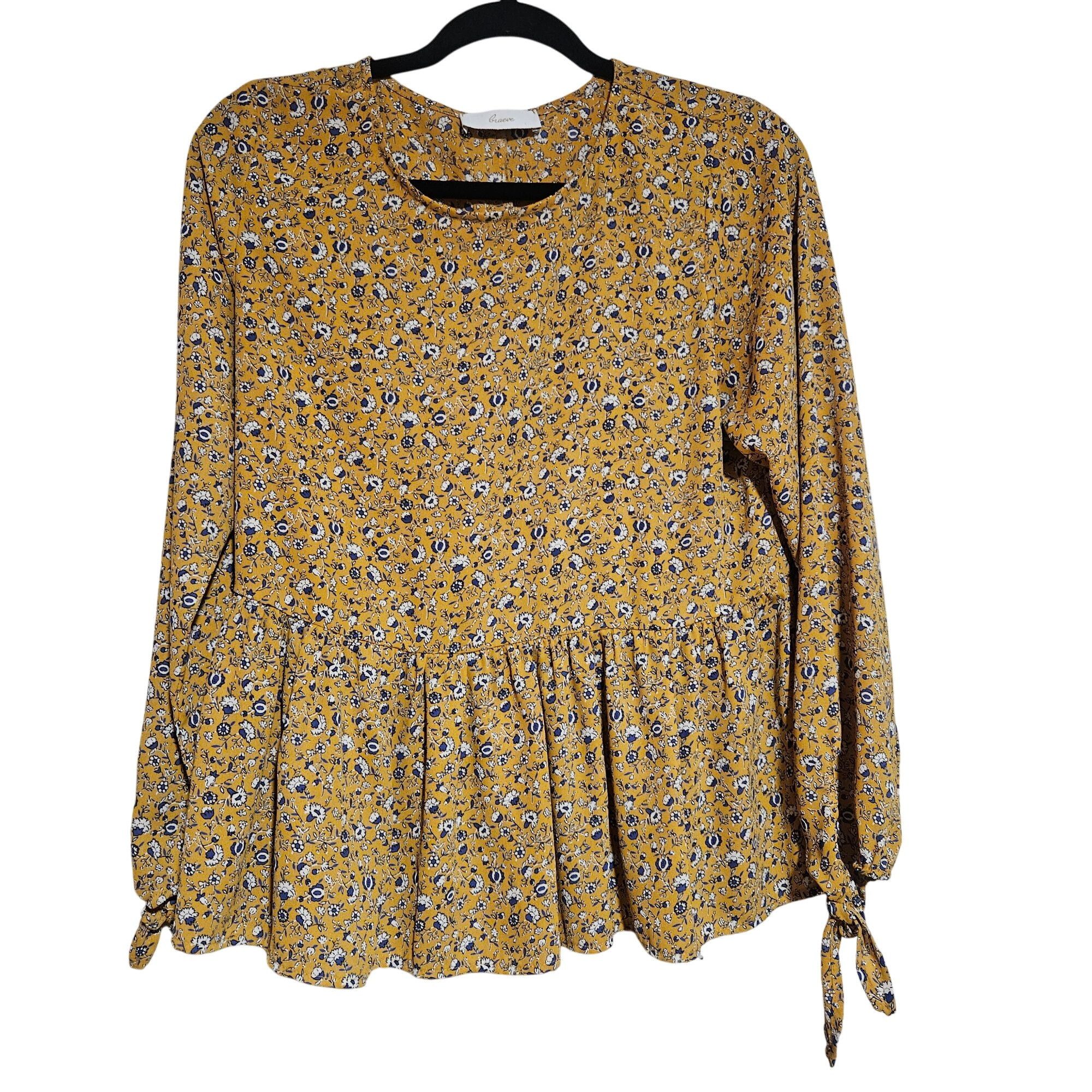 Anthropologie Anthropologie Braeve Yellow Peplum Blouse XS Cottagecore Gar Size XS / US 0-2 / IT 36-38 - 2 Thumbnail