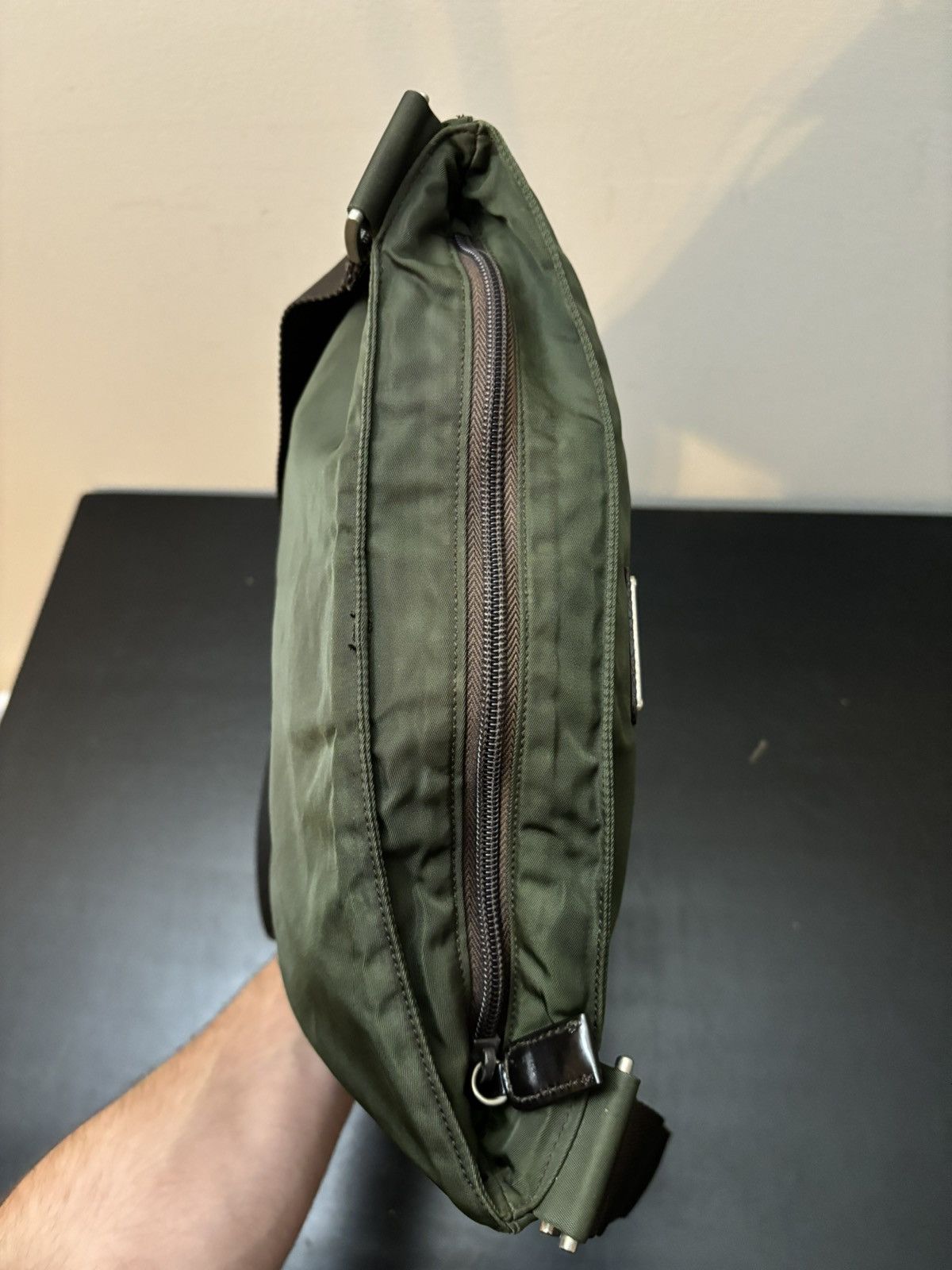 Prada Prada Nylon Shoulder Crossbody Bag Olive Green Size ONE SIZE - 8 Thumbnail
