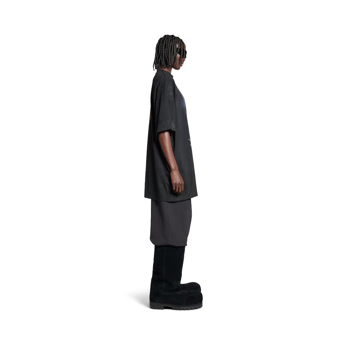 Balenciaga o1srvl11e0325 Paris Moon Double Front T-Shirt Oversized Size US XL / EU 56 / 4 - 5 Thumbnail