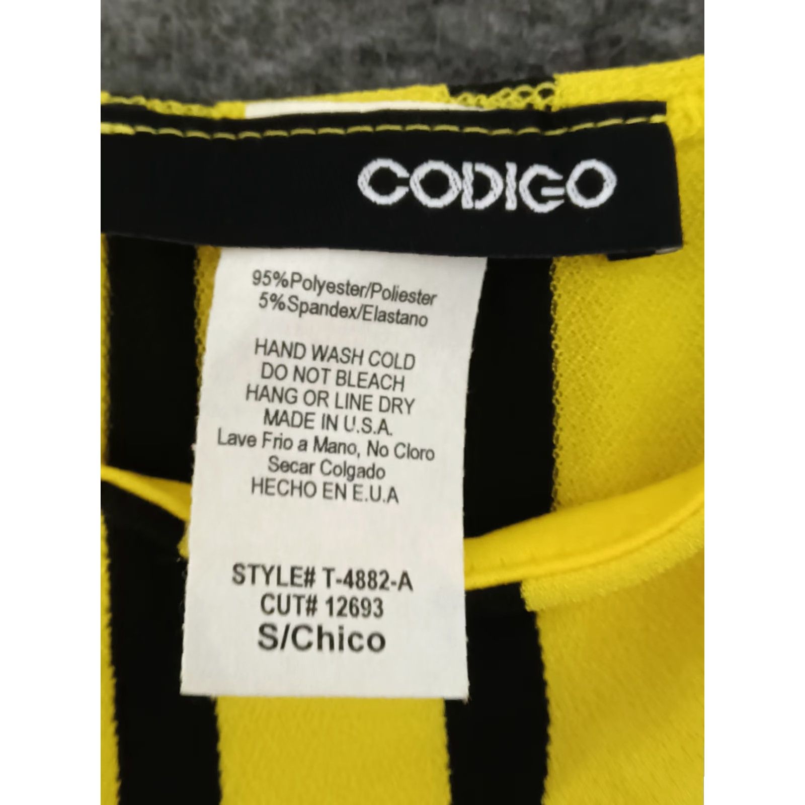 Vintage Codigo Women's One Piece Swimsuit Street Striped Black Yellow S Size ONE SIZE - 5 Thumbnail