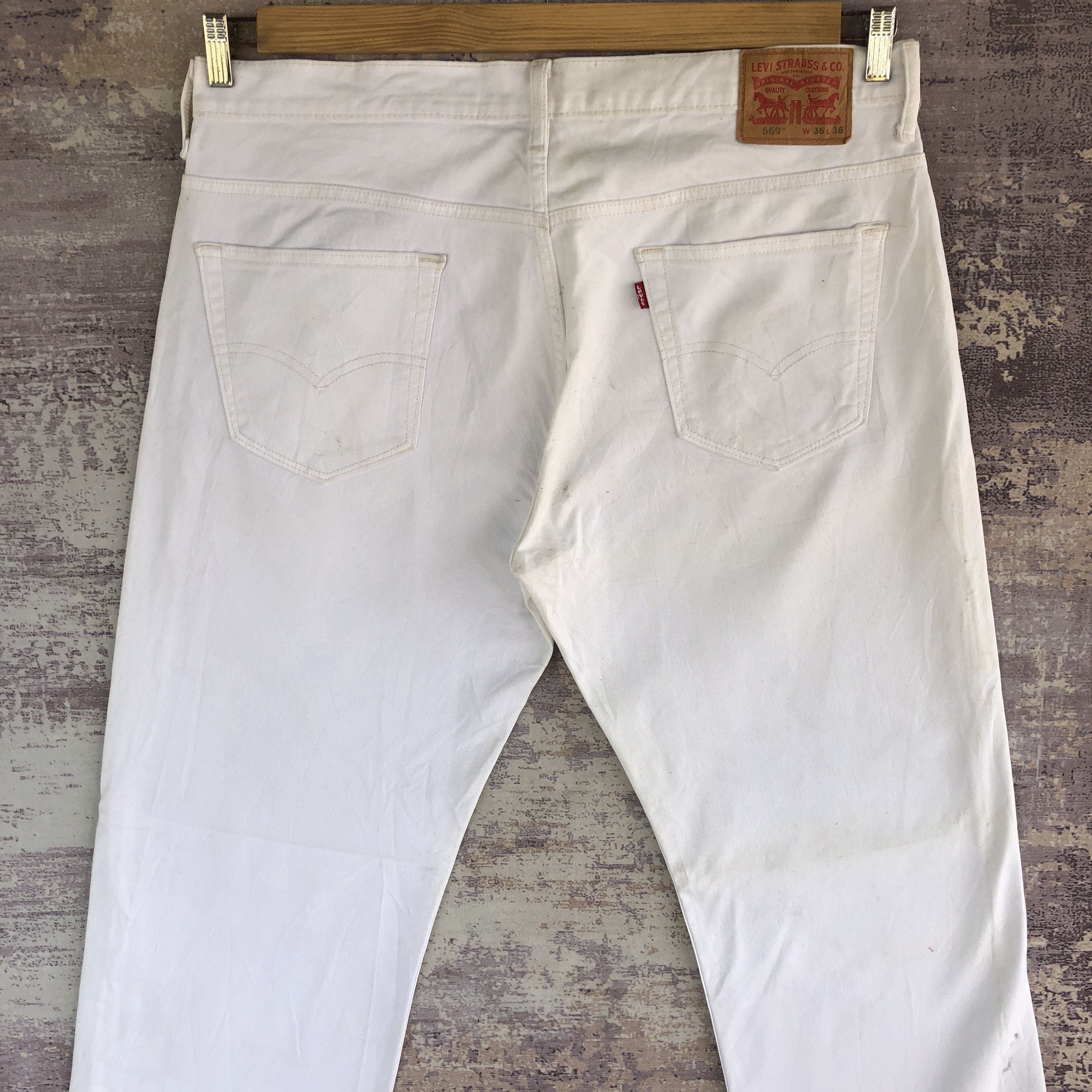 Levi's Vintage 2000s Levis 569 Baggy Levi's Loose White Denim Size US 38 / EU 54 - 4 Thumbnail