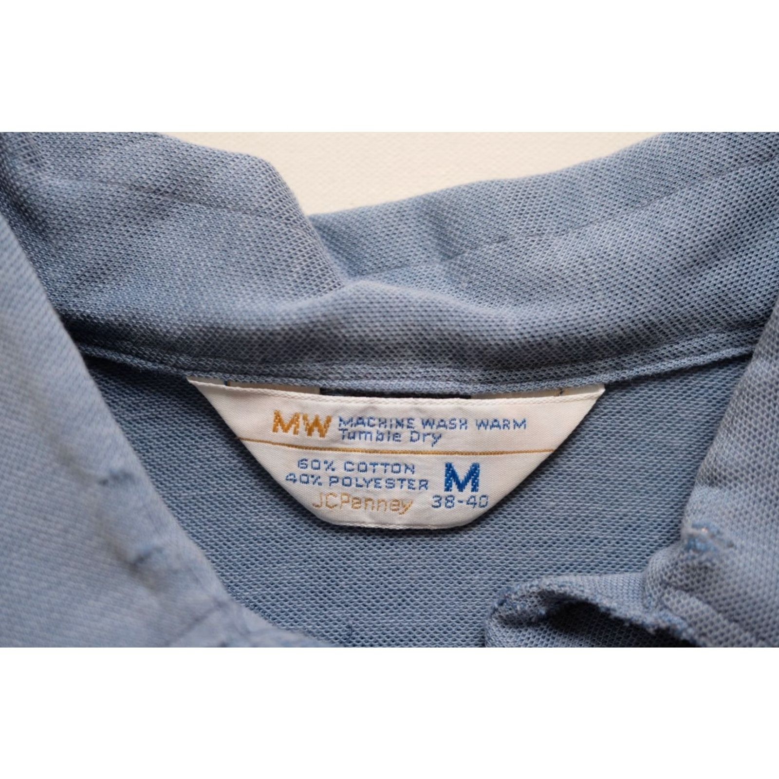 JCPenney VINTAGE JC PENNEY Big Collar Blue Polo Casual Pocket T Shirt M USA Made 70s Disco Mens Size US M / EU 48-50 / 2 - 6 Thumbnail