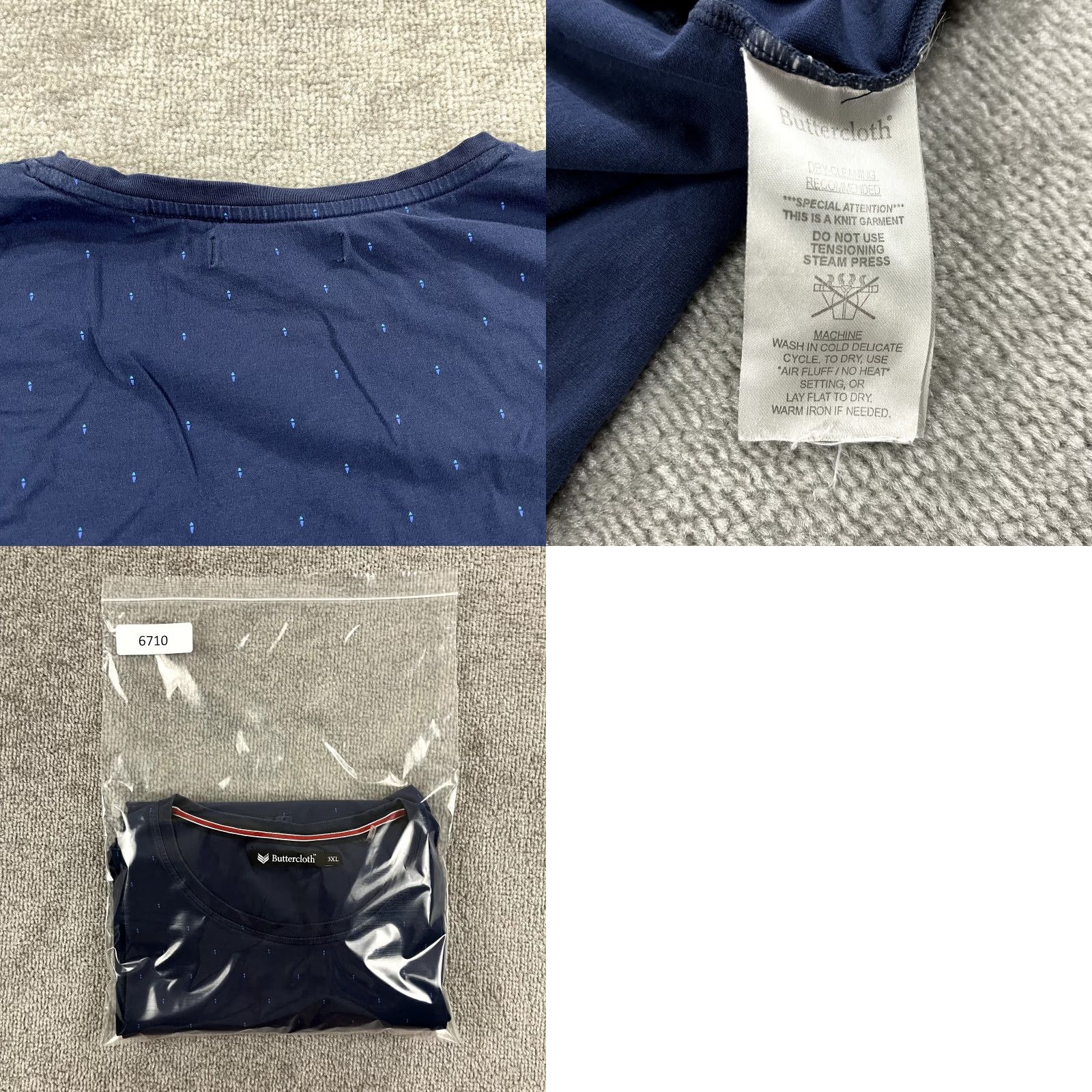 Vintage Buttercloth Shirt Men 3XL Blue Short Sleeve Tee Casual Stretch Crew Neck Cotton Spandex Size US XXL / EU 58 / 5 - 8 Thumbnail