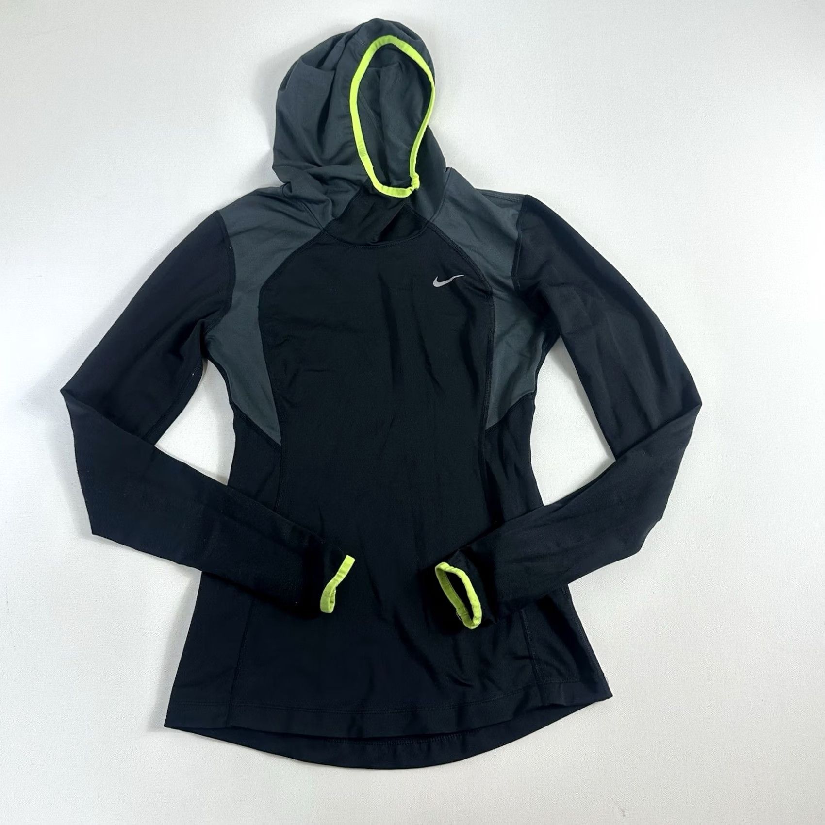 Nike Nike Element Women's XS Hoodie Running Black Neon Active Gym Training Dri-FIT Pullover Womens Size XS / US 0-2 / IT 36-38 - 2 Thumbnail