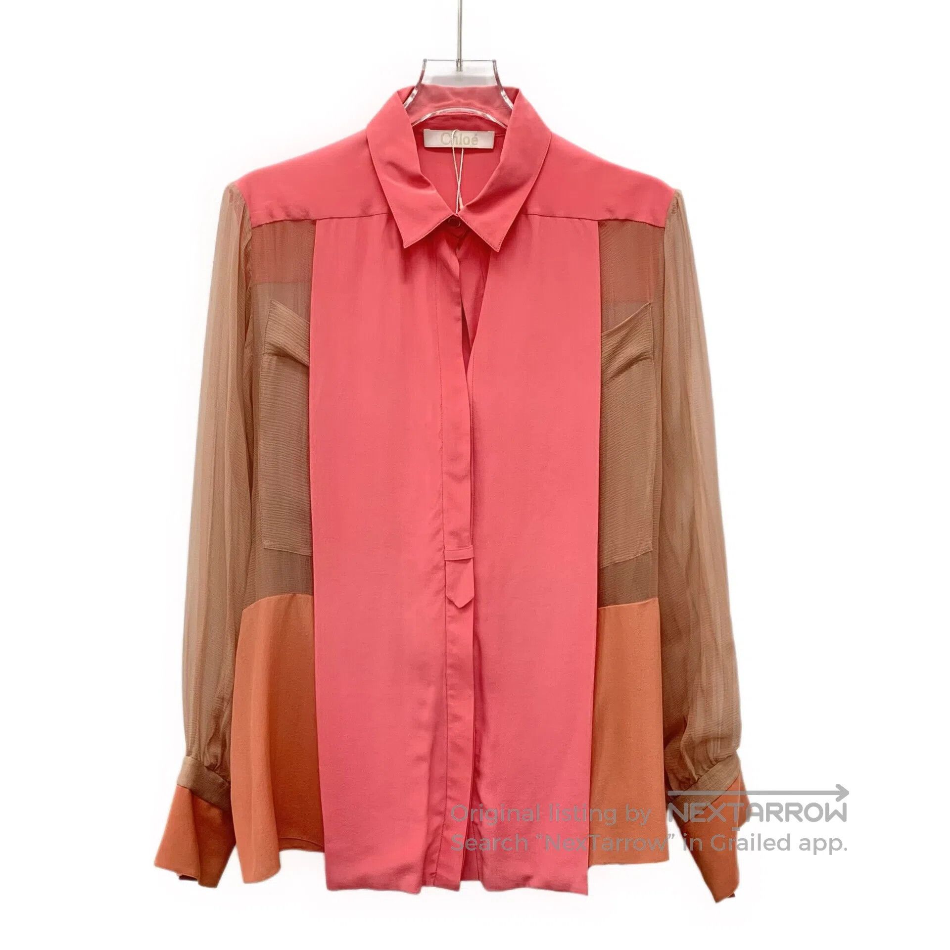 Chloe Chloe Contrast mulberry silk collar long-sleeved shirt| Size XS / US 0-2 / IT 36-38 - 1 Thumbnail