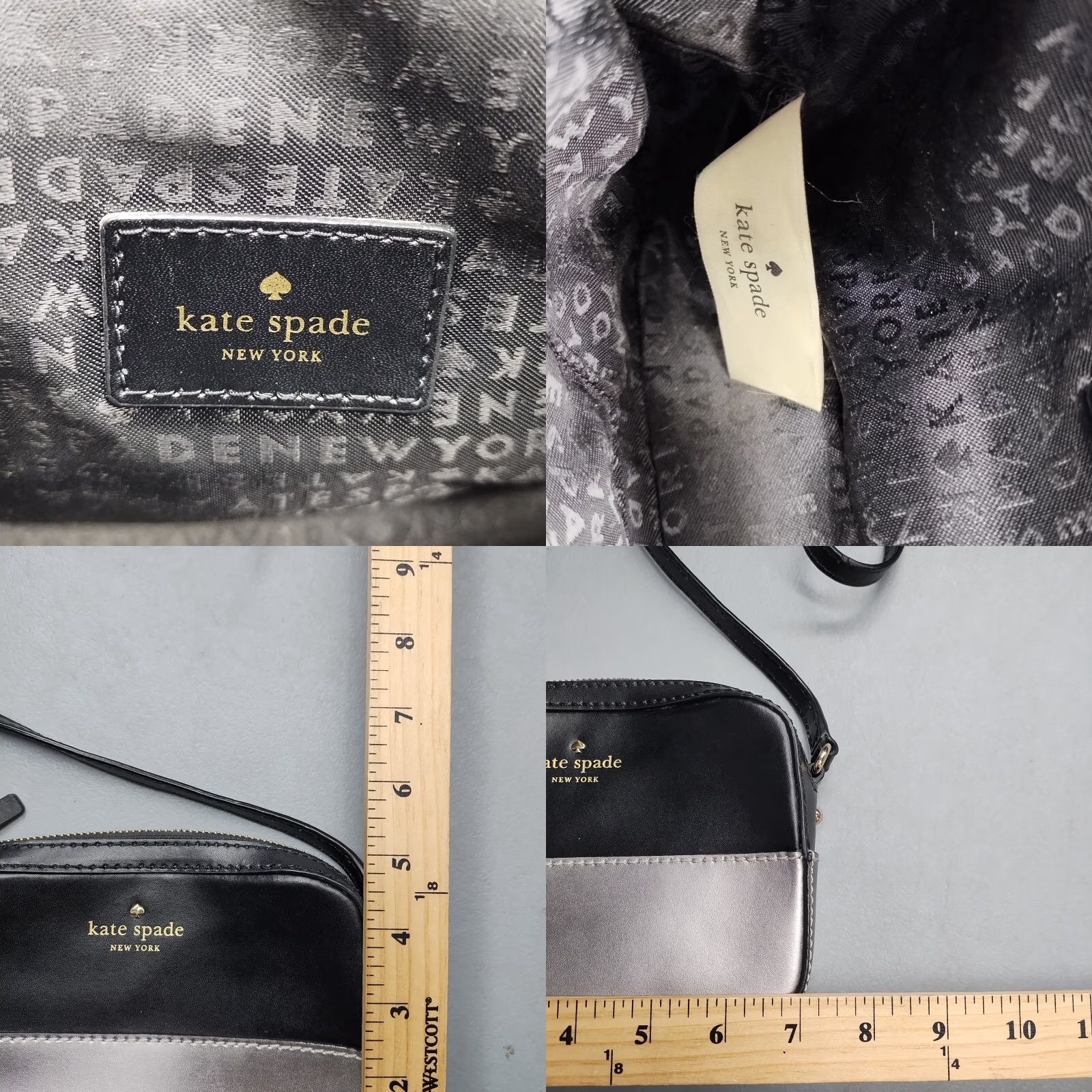 Vintage kate spade new york Ivy Street Clover Crossbody Bag Womens Black Silver Adjustable Strap Crossbody Bag Womens Small Black & Silver 90s style Size ONE SIZE - 8 Thumbnail