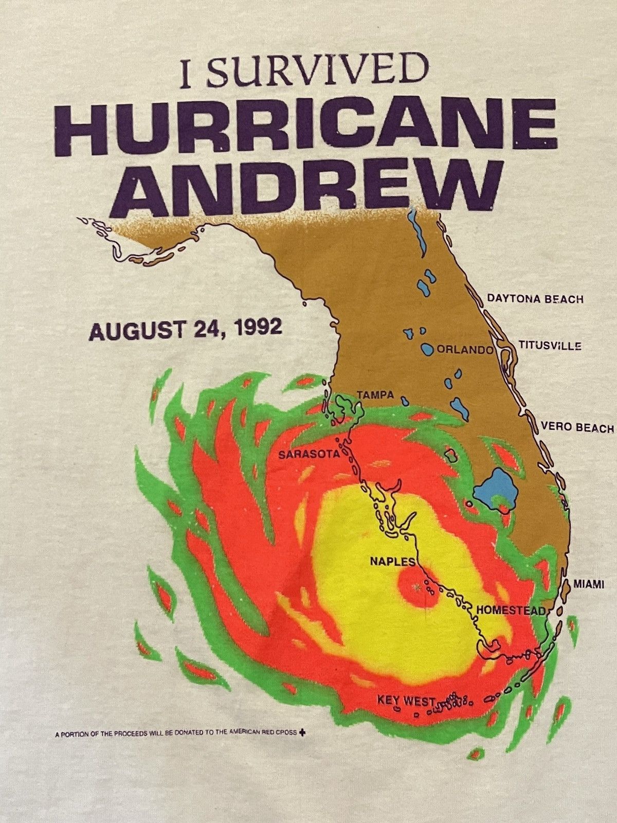 Other Deadstock Vintage 1992 Hurricane Andrew Single Stitch Tee Size US L / EU 52-54 / 3 - 2 Thumbnail