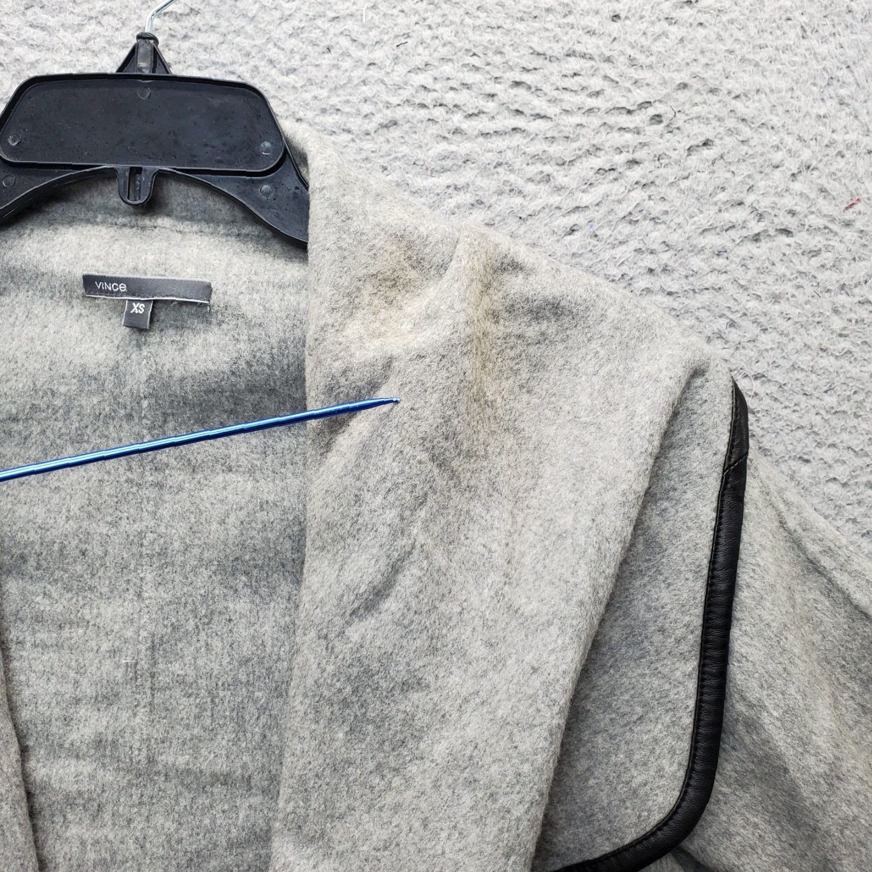Vince Vince Wrap Coat Womens XS Gray Wool Blend Leather Trim Belted Waist Drape Front Size XS / US 0-2 / IT 36-38 - 7 Thumbnail