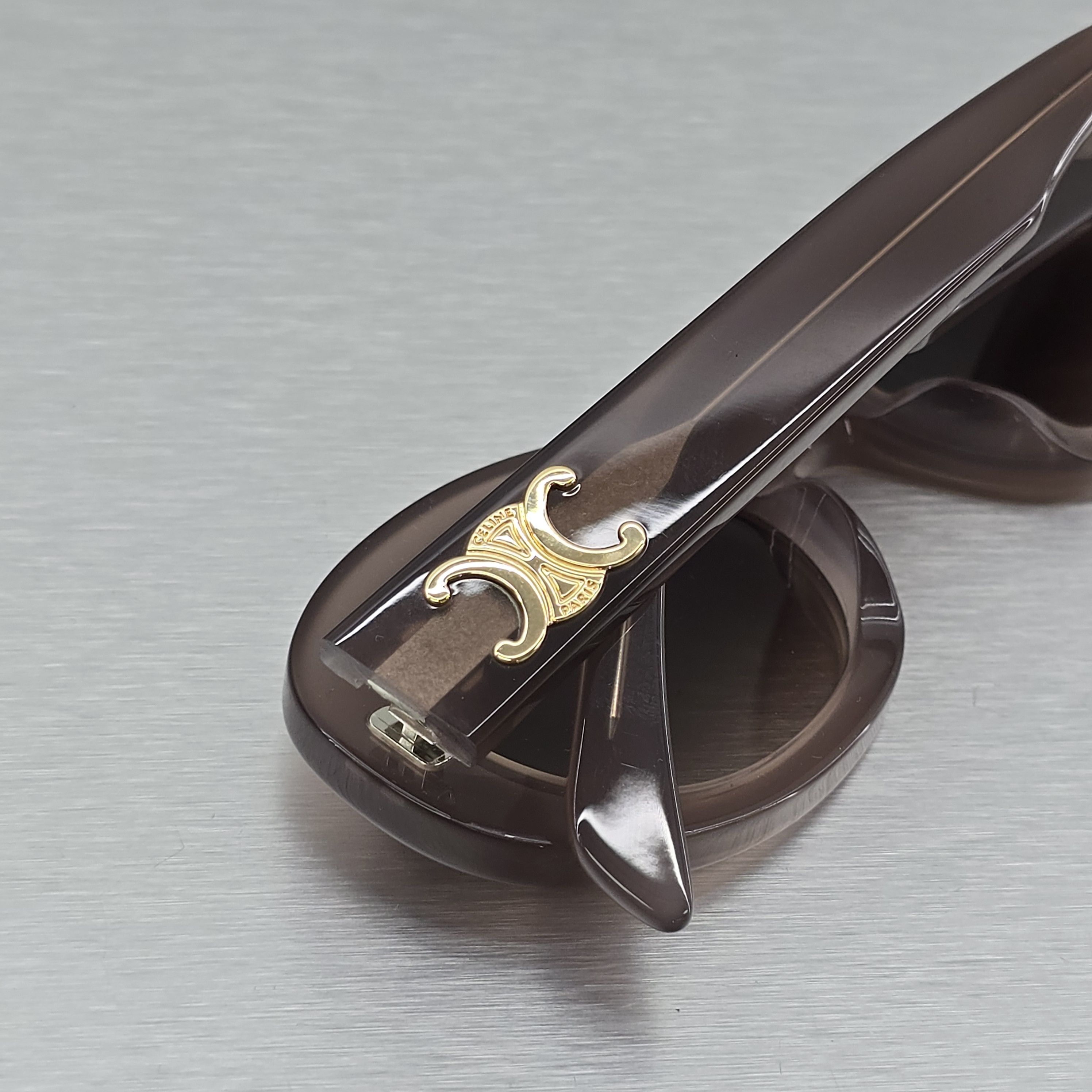 Celine CELINE Triomphe 01 Sunglasses In Acetate BROWN CRYSTAL Size ONE SIZE - 2 Thumbnail