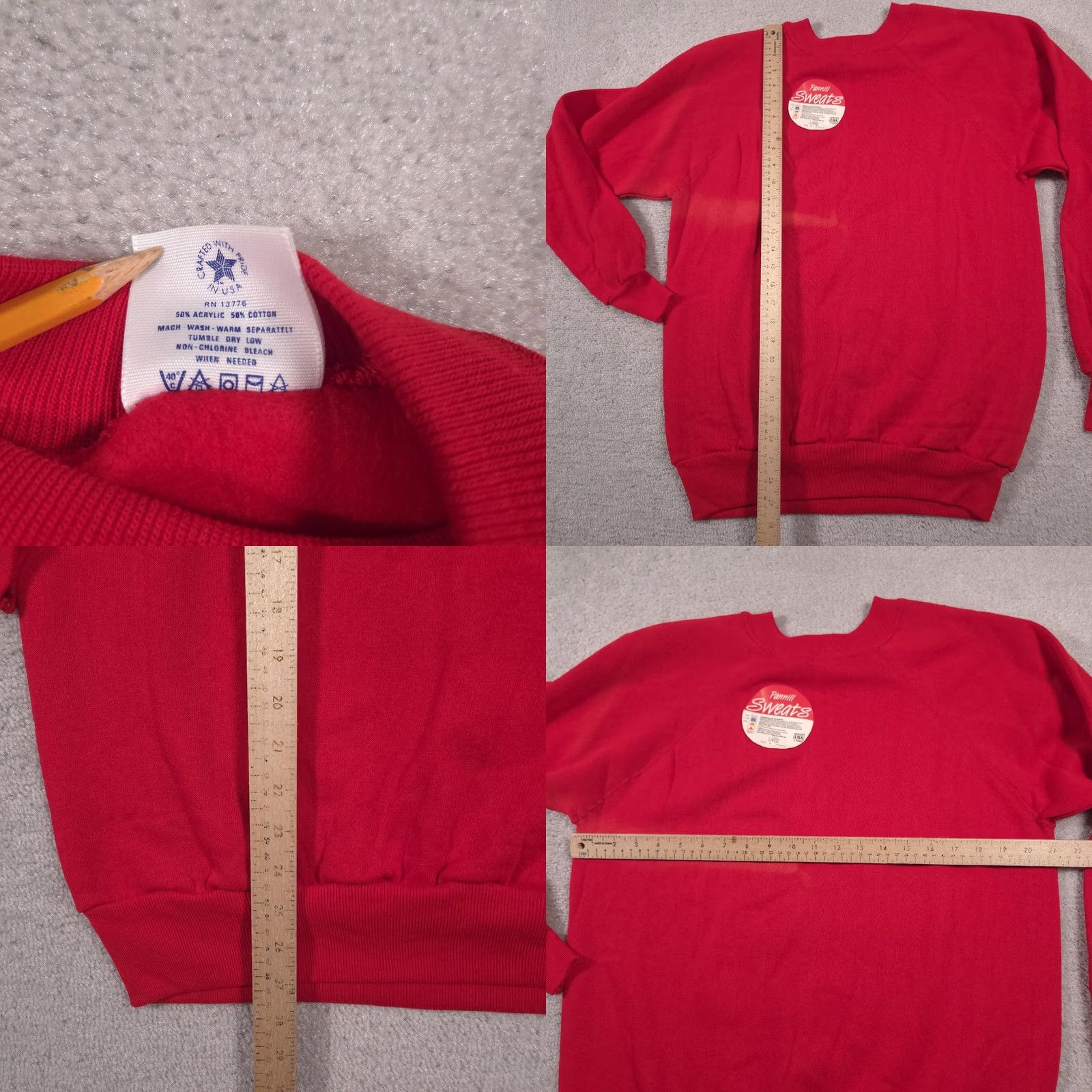 Vintage Pannill Sweatshirt Mens Large Red Crewneck Raglan Made in USA Blank 50/50 NWT Size US L / EU 52-54 / 3 - 8 Thumbnail