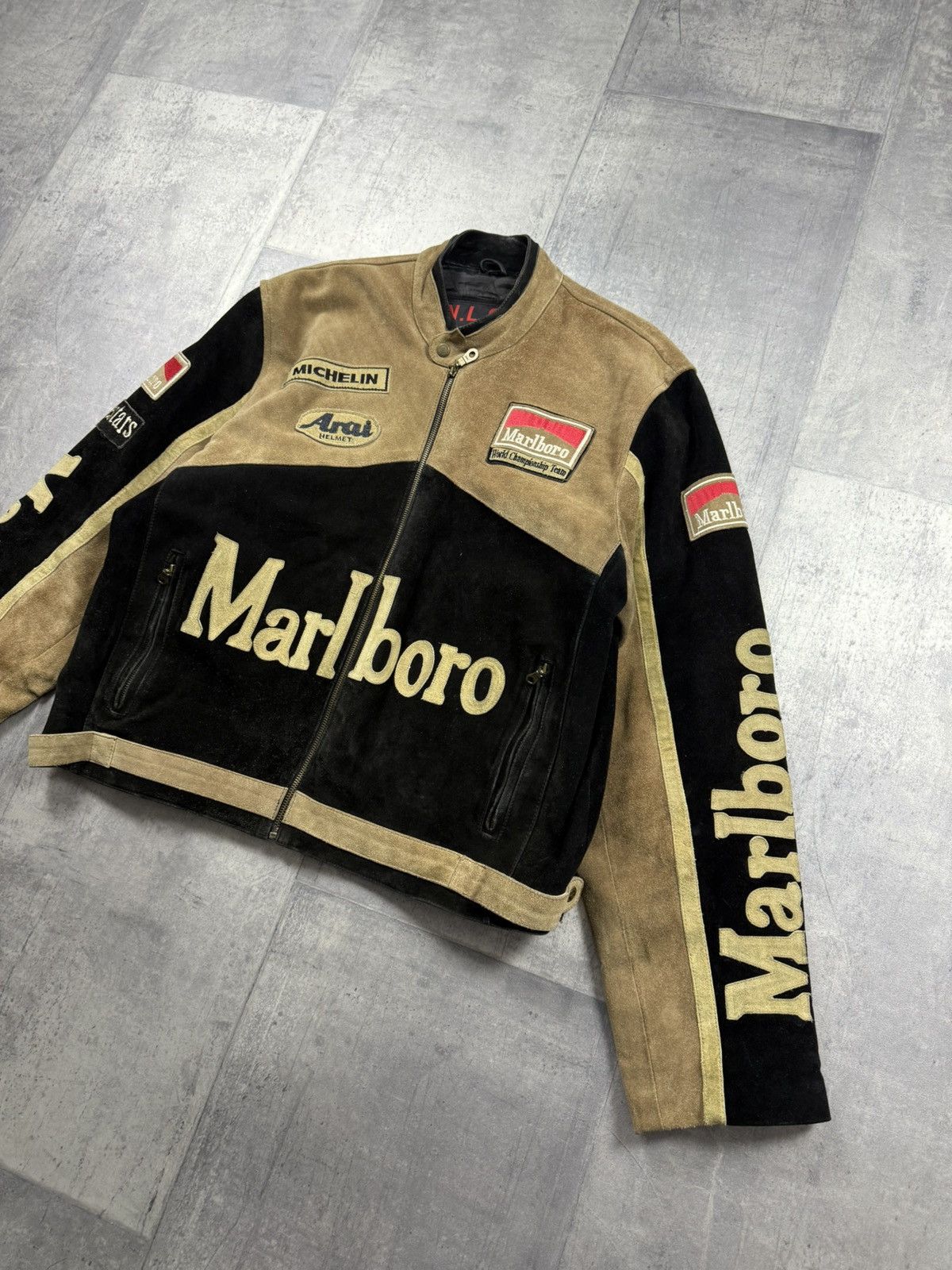 Marlboro Marlboro vintage leather jacket race jacket Size US XL / EU 56 / 4 - 2 Thumbnail
