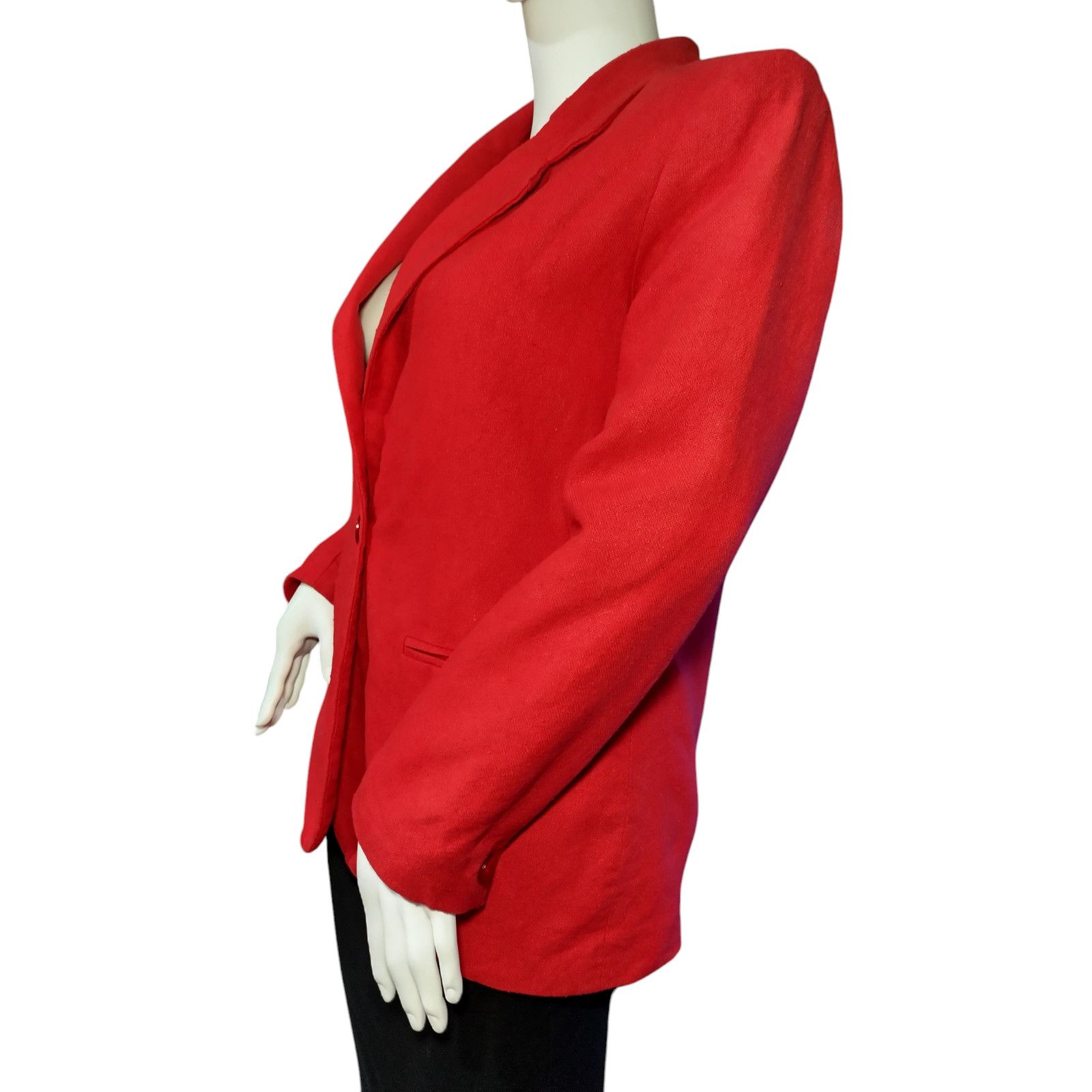 Bloomingdale's Bloomingdales Linen Blazer Jacket Shoulder Pads Red Size PM Size M / US 6-8 / IT 42-44 - 4 Thumbnail
