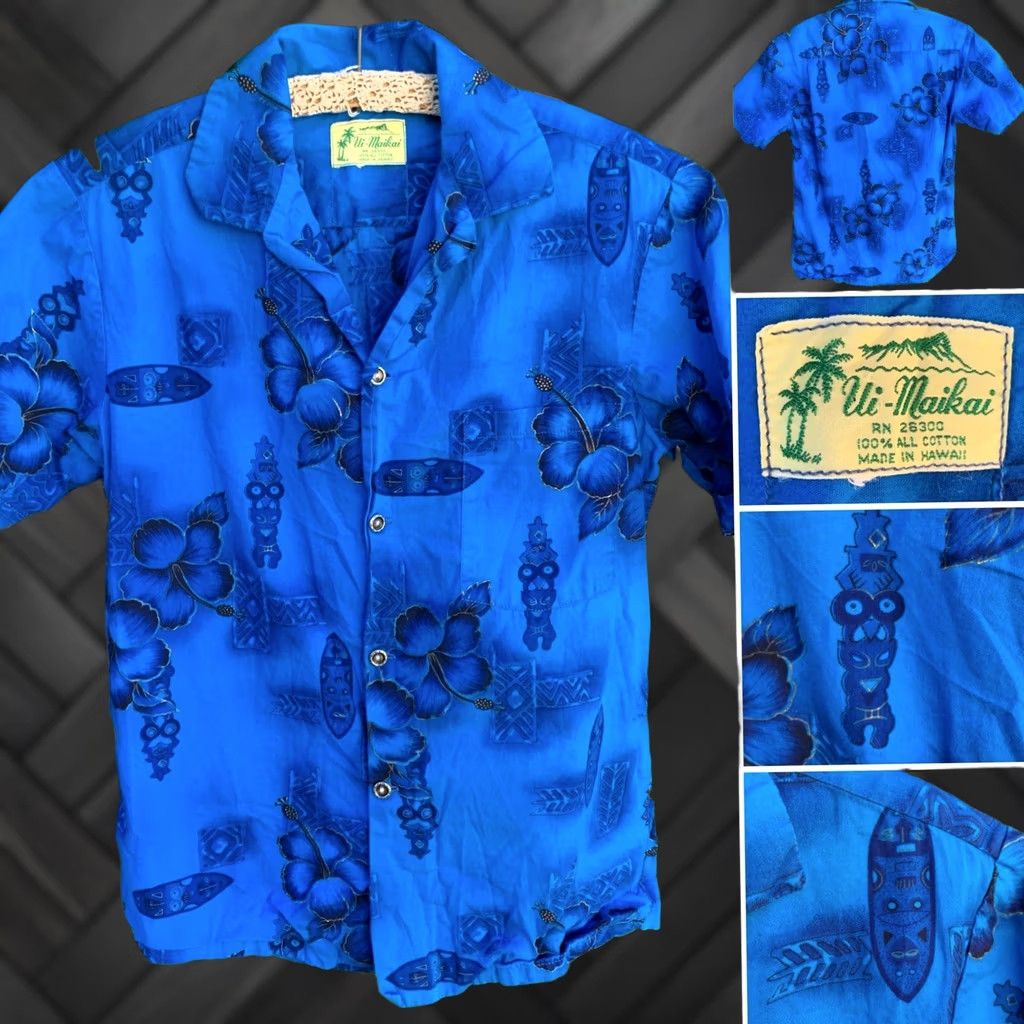 Vintage VINTAGE Ui Maikai Hawaiian Shirt Tiki Aloha Surf Blue Mens XS Size US XS / EU 42 / 0 - 1 Thumbnail