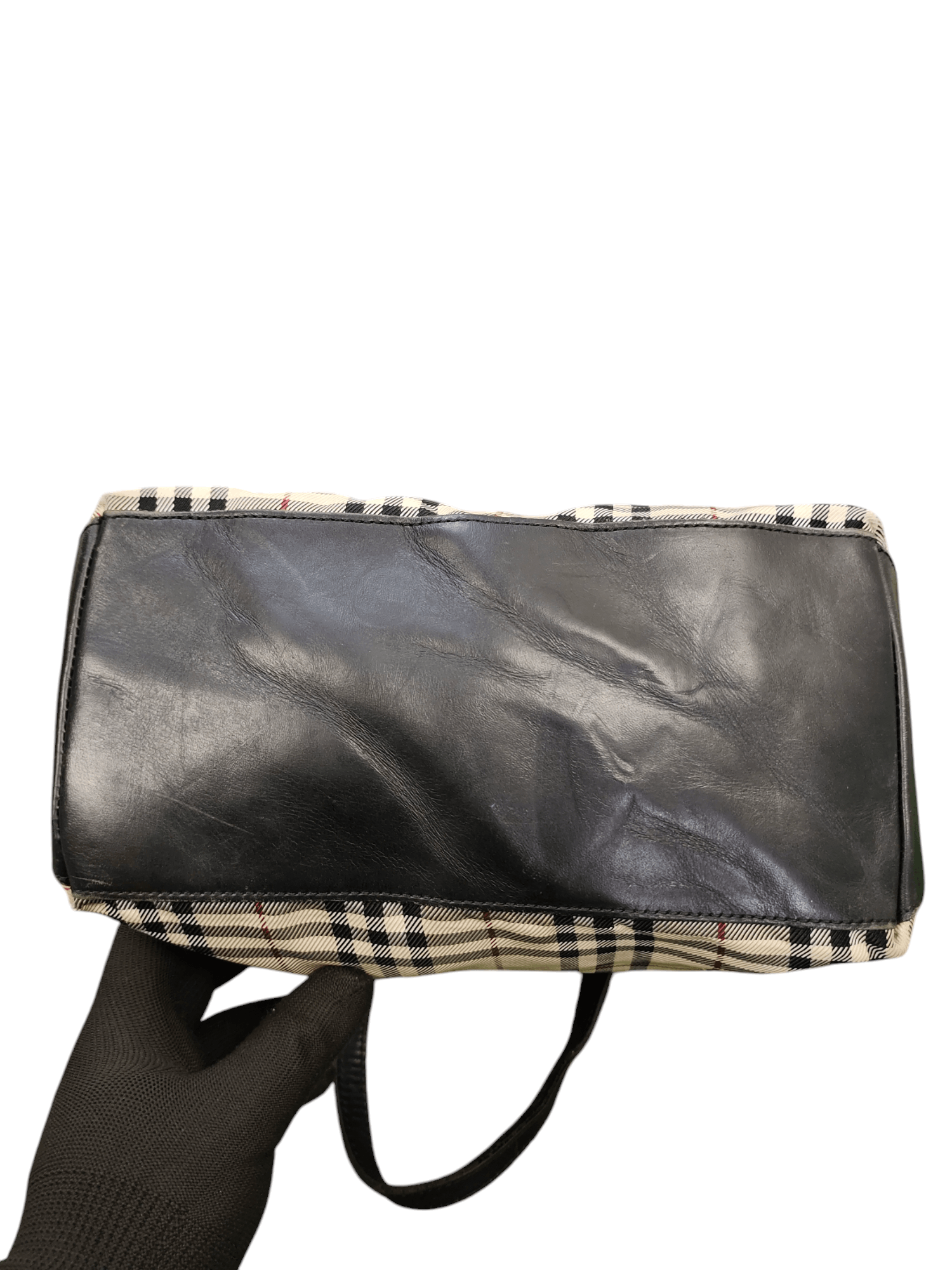 Burberry Blue Label Nova Check Cotton Mix Leather Tote Bag