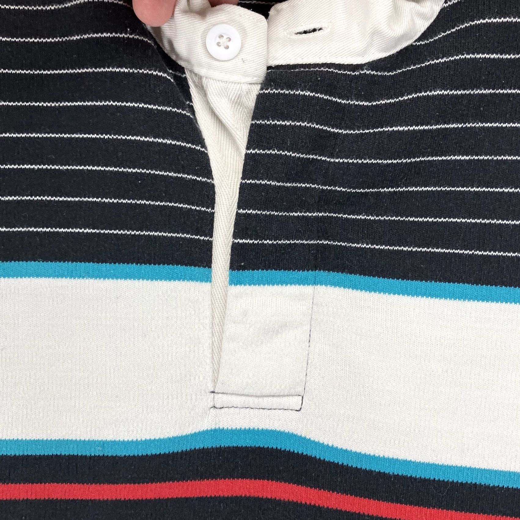 CO VINTAGE Northwestern Knitting Co Rugby Shirt Polo Long Sleeve Black Striped 90s Preppy Mens Medium Size US M / EU 48-50 / 2 - 6 Thumbnail