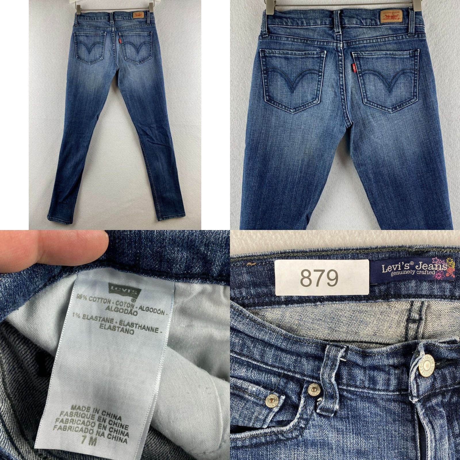 Levi's Levi's Jeans Womens 7 Blue Stretch Skinny Distressed Denim Dark Wash Casual Size 28" / US 6 / IT 42 - 8 Thumbnail
