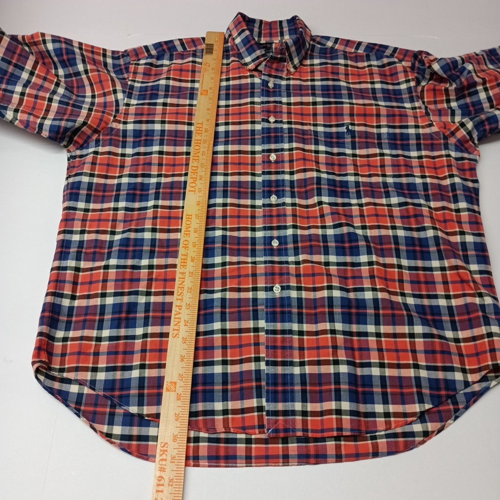 Ralph Lauren Ralph Lauren Men's Big Shirt Size L Blue Orange Plaid Cotton Size US L / EU 52-54 / 3 - 6 Thumbnail