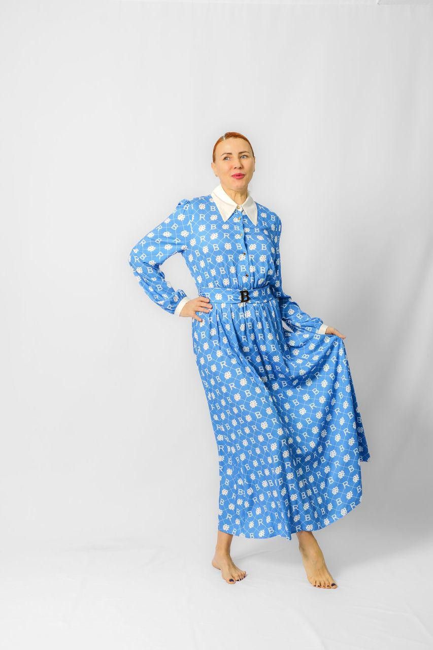 image of Imperial Long Sleeve Maxi Dress in Blue, Women's (Size Large)