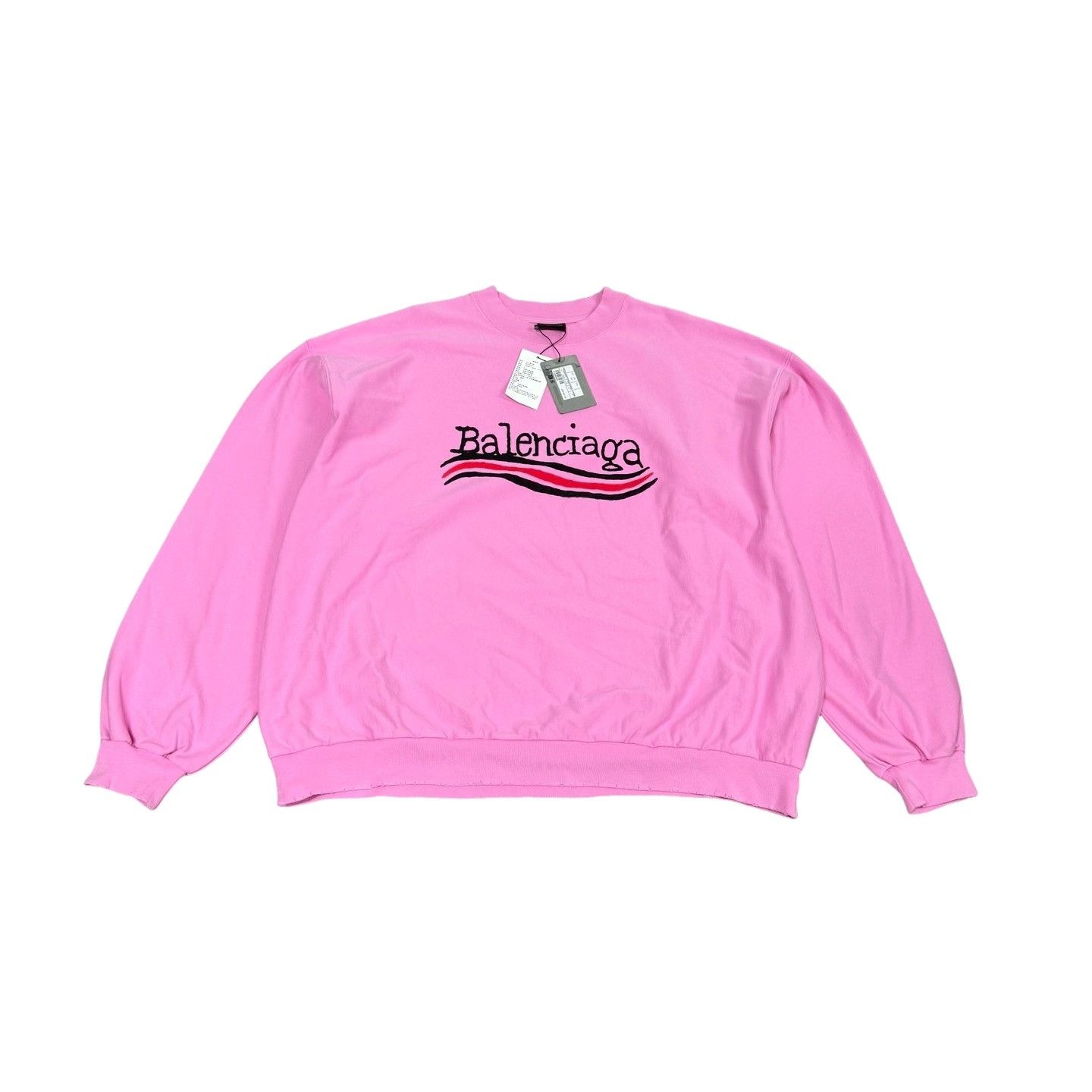 Balenciaga Balenciaga Pink Embroidered Logo Sweatshirt 3 Size L / US 10 / IT 46 - 1 Thumbnail