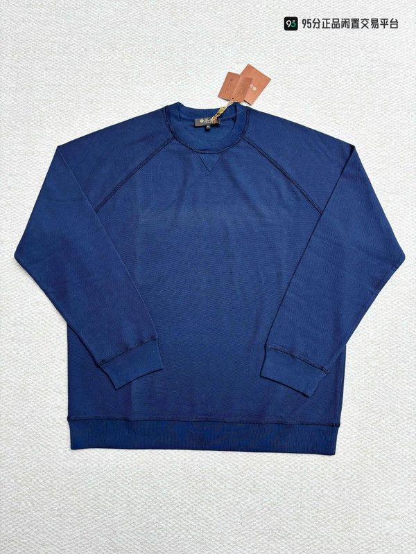 Loro Piana Loro Piana Men's Solid Blue Long-Sleeve T-Shirt Size US L / EU 52-54 / 3 - 1 Thumbnail
