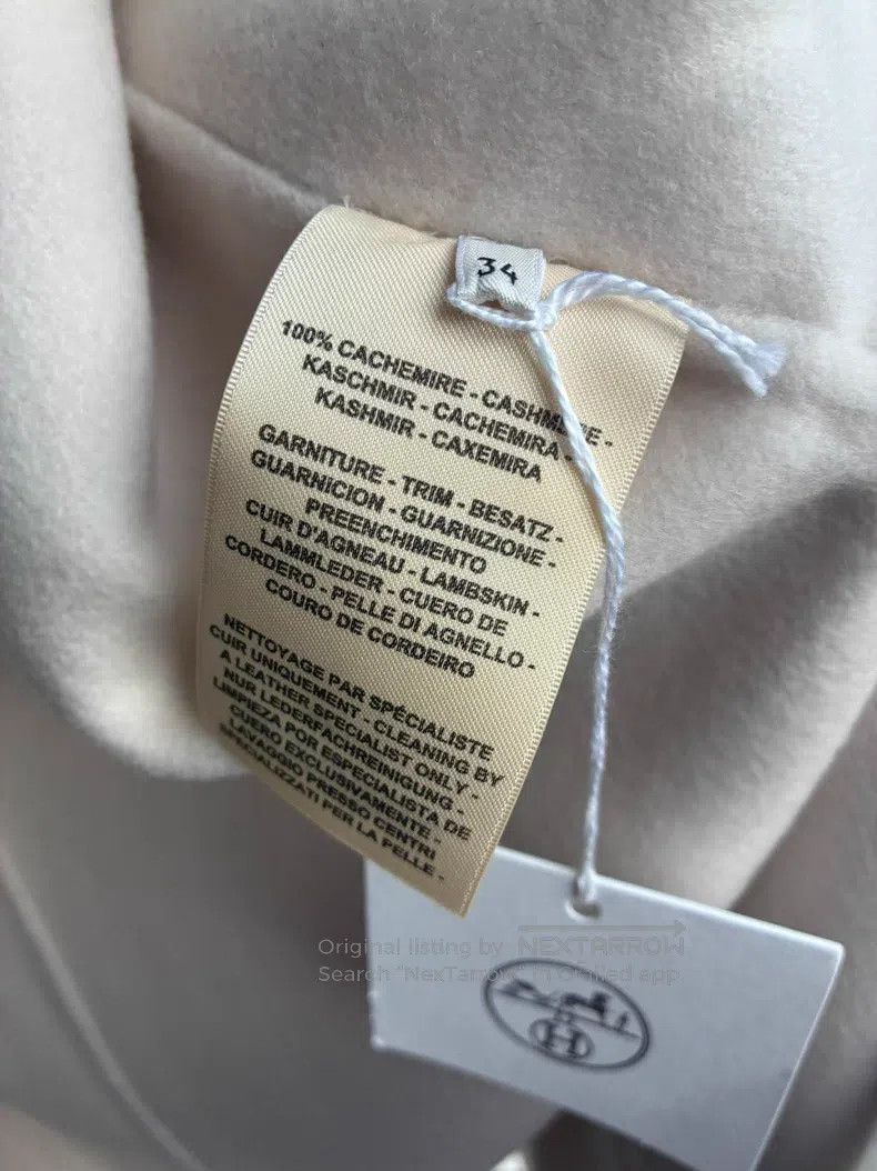 Hermes Hermes Ivory cashmere coat, 100% cashmere, leather button Size XXS / US 00 / IT 34 - 6 Thumbnail
