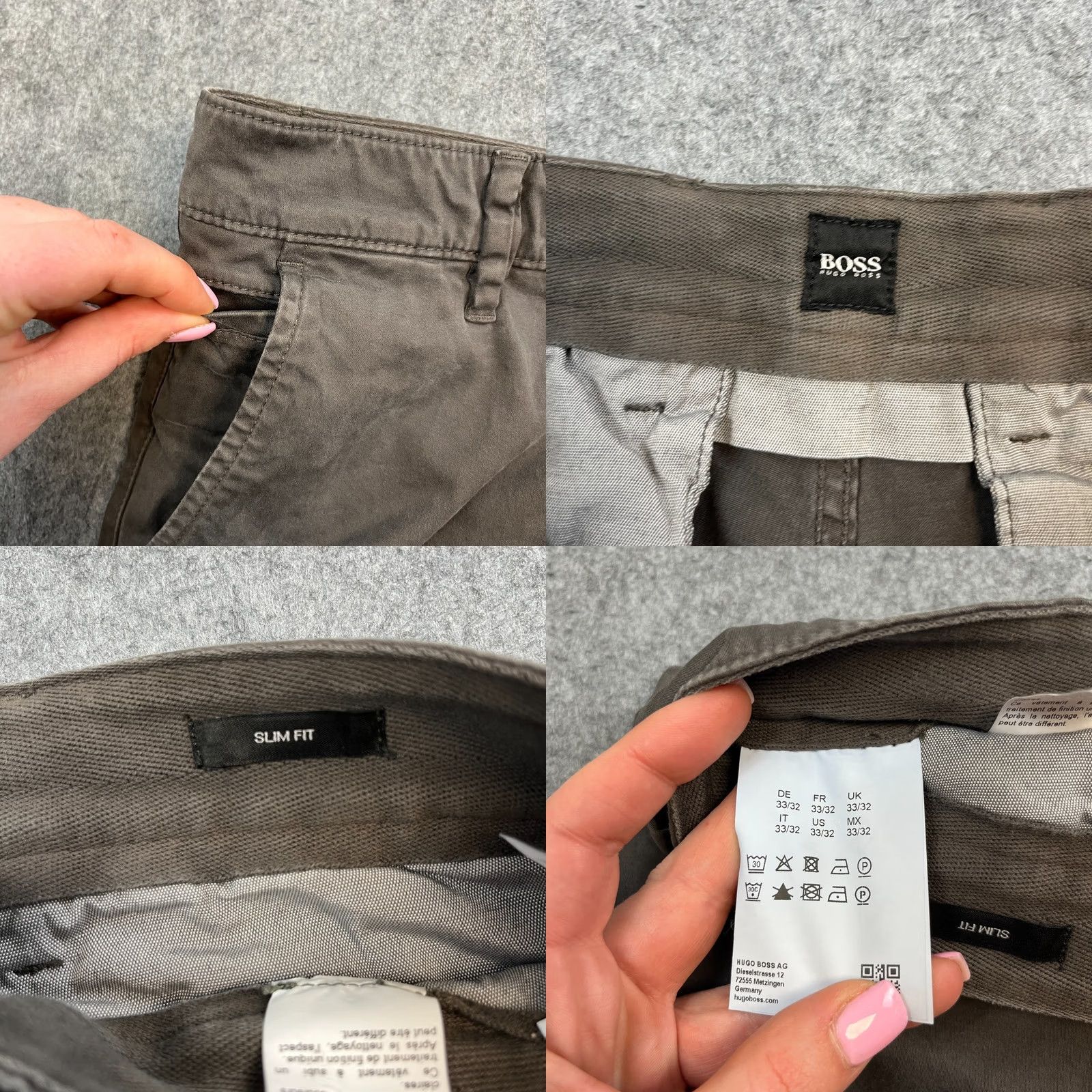 Vintage Hugo Boss Mens Chino Trousers Pants Slim Tapered Fit 32 Grey Stretch Preppy Size US 32 / EU 48 - 8 Thumbnail