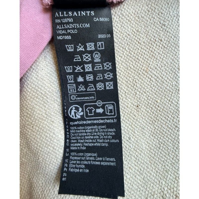 Allsaints AllSaints Reform Polo Shirt Mens L Pink Organic Cotton READ Size US L / EU 52-54 / 3 - 8 Thumbnail