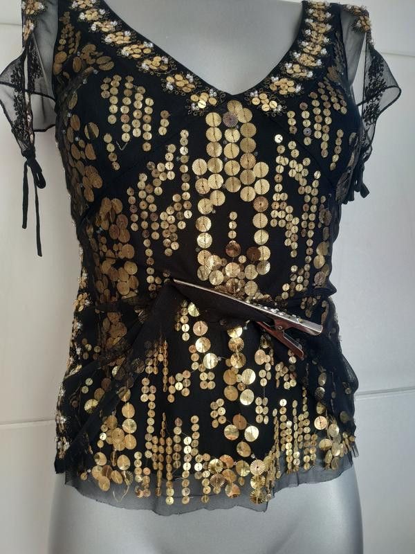 NOCTURNE Silk tank top sequins sz 10 brand Nocturne Size L / US 10 / IT 46 - 6 Thumbnail