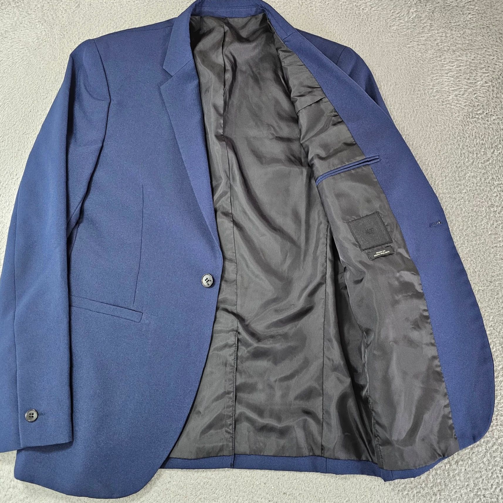 H&M H&M Blazer Mens 38S Blue Slim One-Button Notch Lapel Single-Breasted Short Jacket Coat Suit Jacket Blazer Shirt? Size 38R - 4 Thumbnail