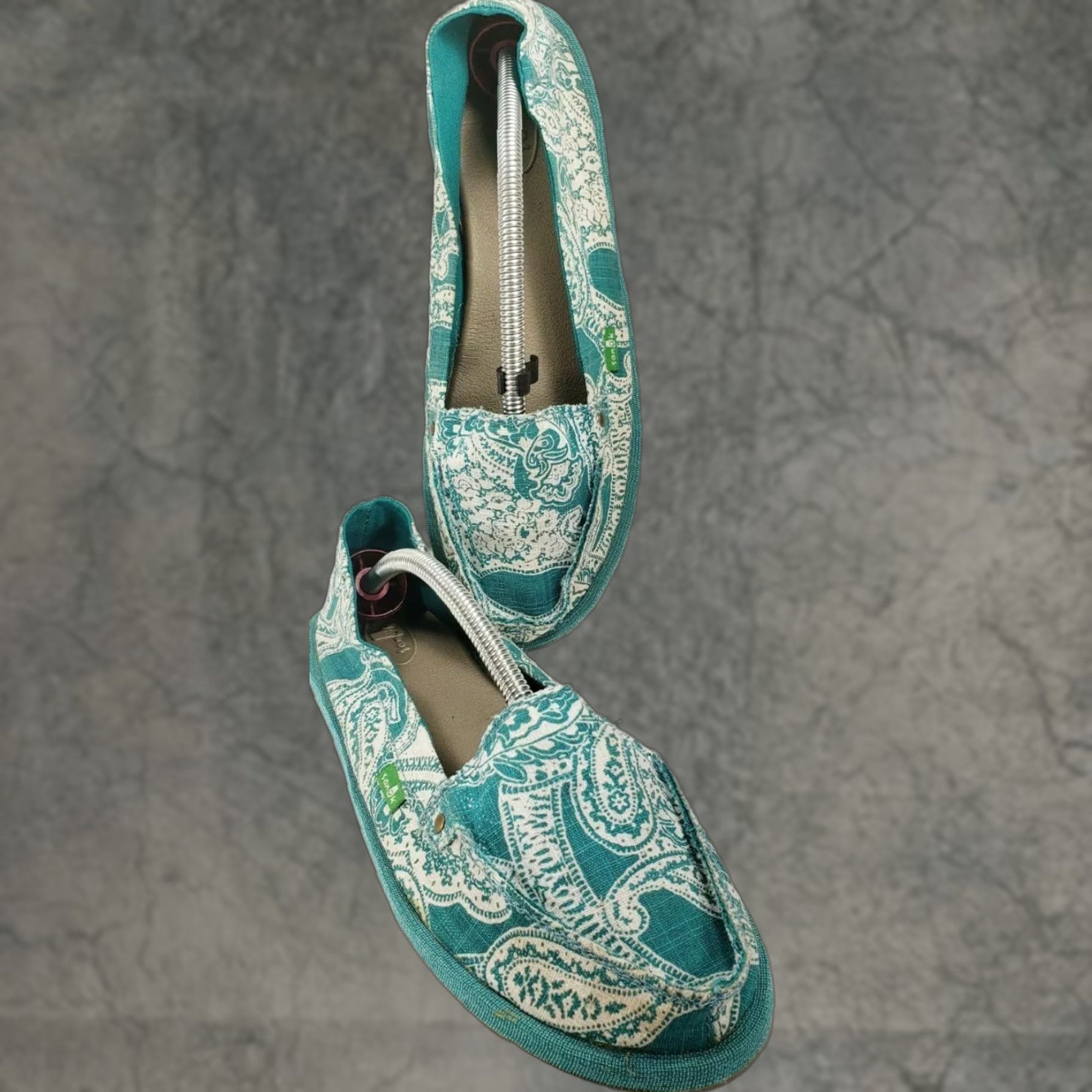 Sanuk SANUK Donna Women's Casual Loafers Teal White Paisley 41EU 10M UK 8.5 US 10 Mens Womens Shopping Shoes Size US 11 / IT 41 - 1 Thumbnail