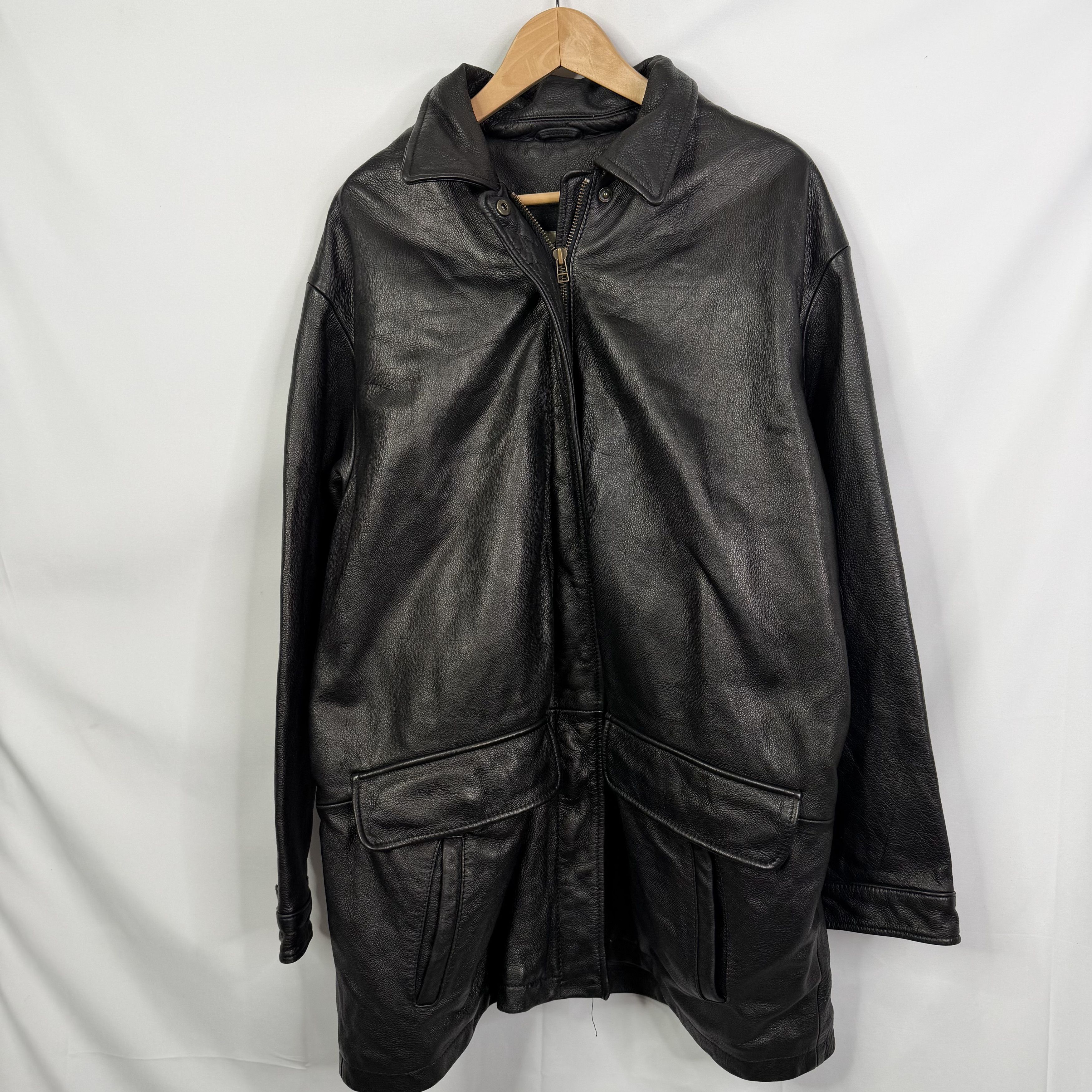 Eddie Bauer Vintage Eddie Bauer Black Genuine Leather Car Coat Jacket Size XXL / US 16-18 / IT 52-54 - 9 Thumbnail