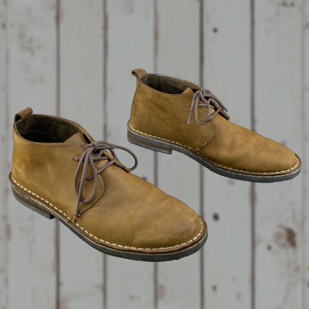 Merona MERONA Mens 10 Brown Nubuck Leather Chukka Dress Ankle Boots 2 Eyelet Lace Up Size US 10 / EU 43 - 1 Thumbnail