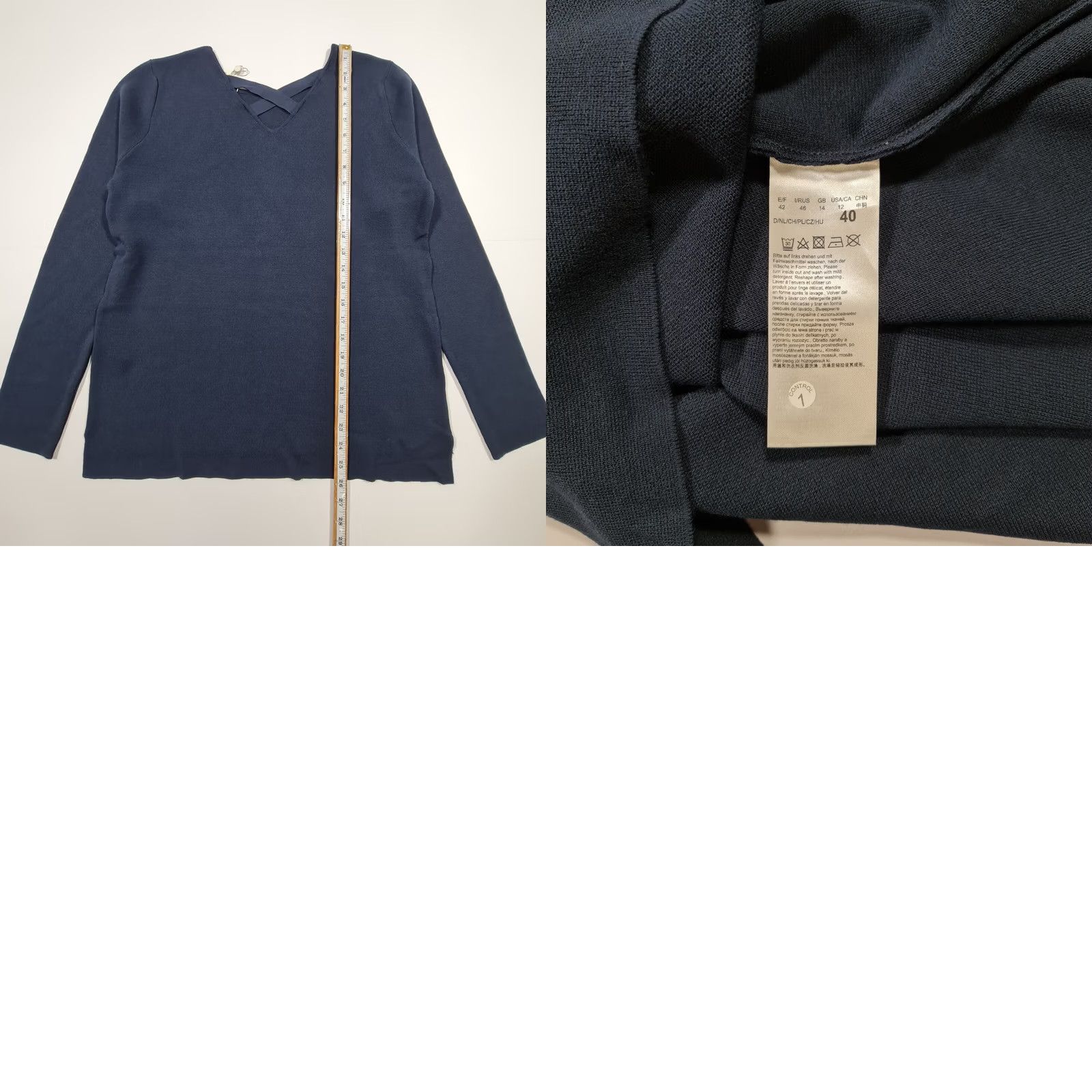CO Betty & Co Jumper Womens Round Neck Long Sleeve Navy Blue 14 UK Regular Stretch Knit Pullover Top Size XL / US 12-14 / IT 48-50 - 8 Thumbnail