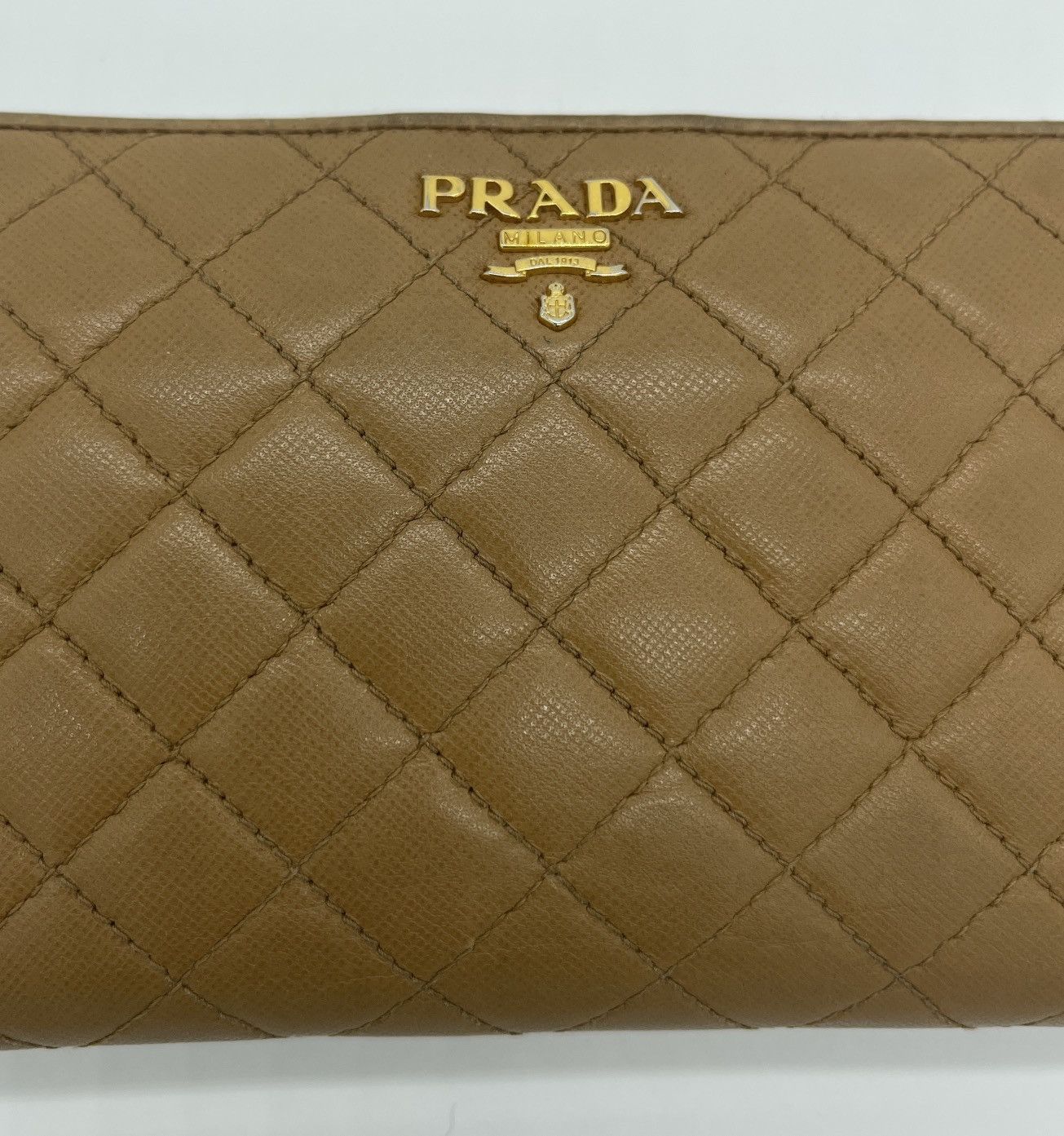 Prada Rare Prada Quilted Diamond Stitch Leather Wallet Camel Size ONE SIZE - 2 Thumbnail