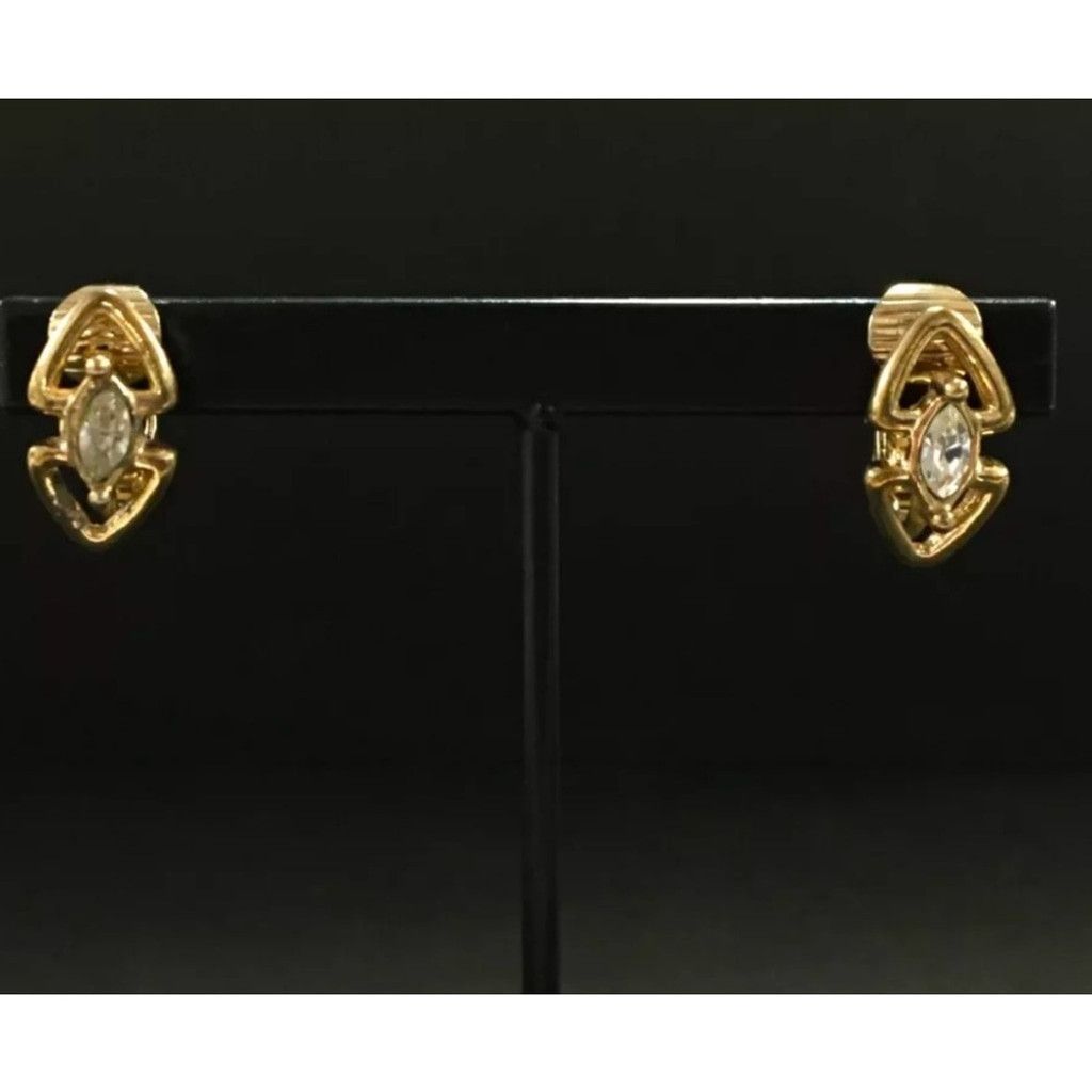 Dior Christian Dior small gold and crystal clip earrings Size ONE SIZE - 1 Thumbnail