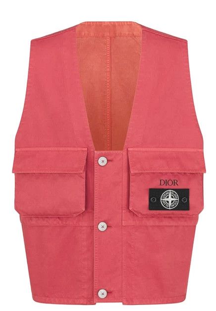 Dior × Stone Island o1w1db10725 493C Cotton Blend Stain Vest in Red Size US M / EU 48-50 / 2 - 1 Thumbnail