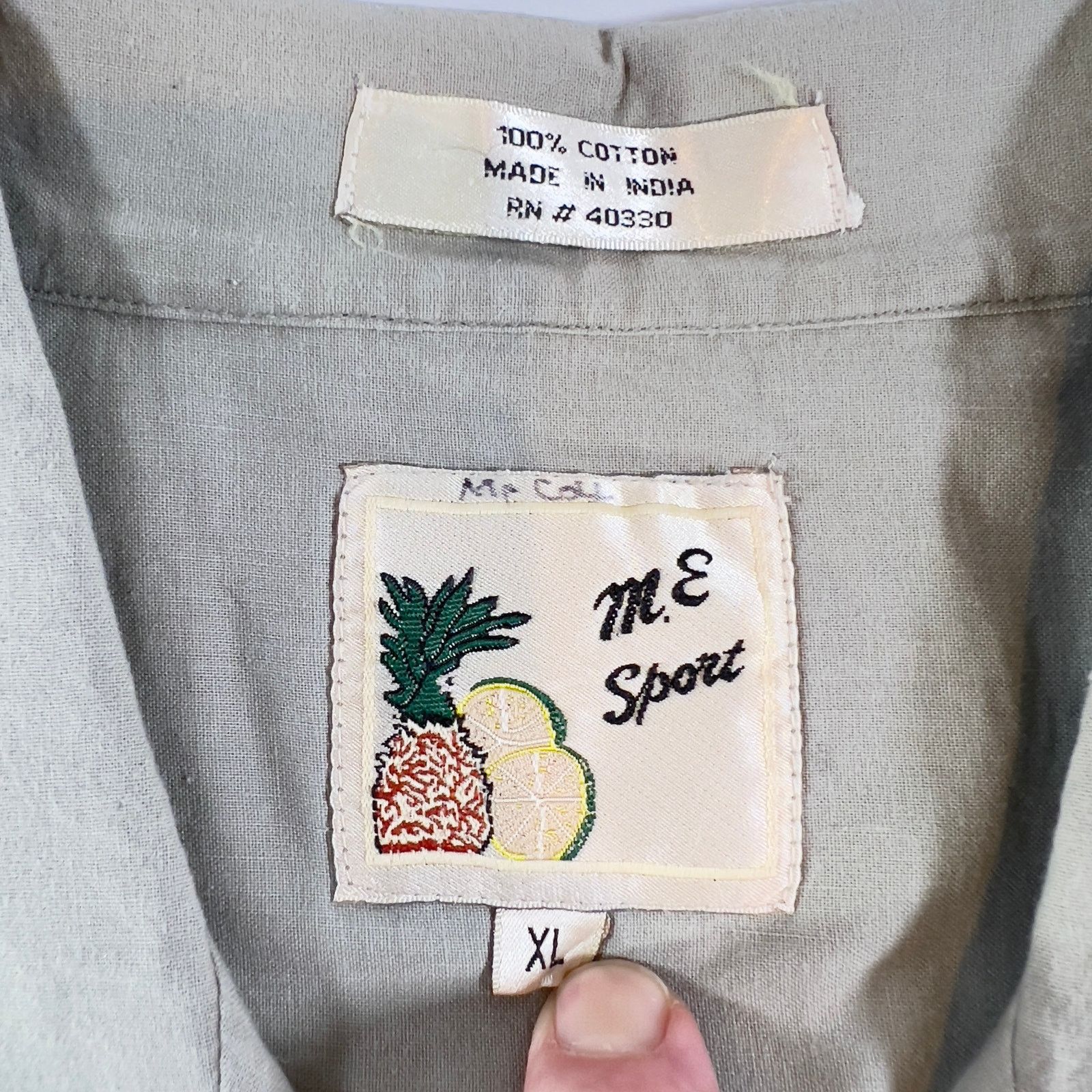 M.E. Sport Button Shirt M.E. Sport Mens XL Tan Slate Blue Floral Print Size US XL / EU 56 / 4 - 2 Thumbnail