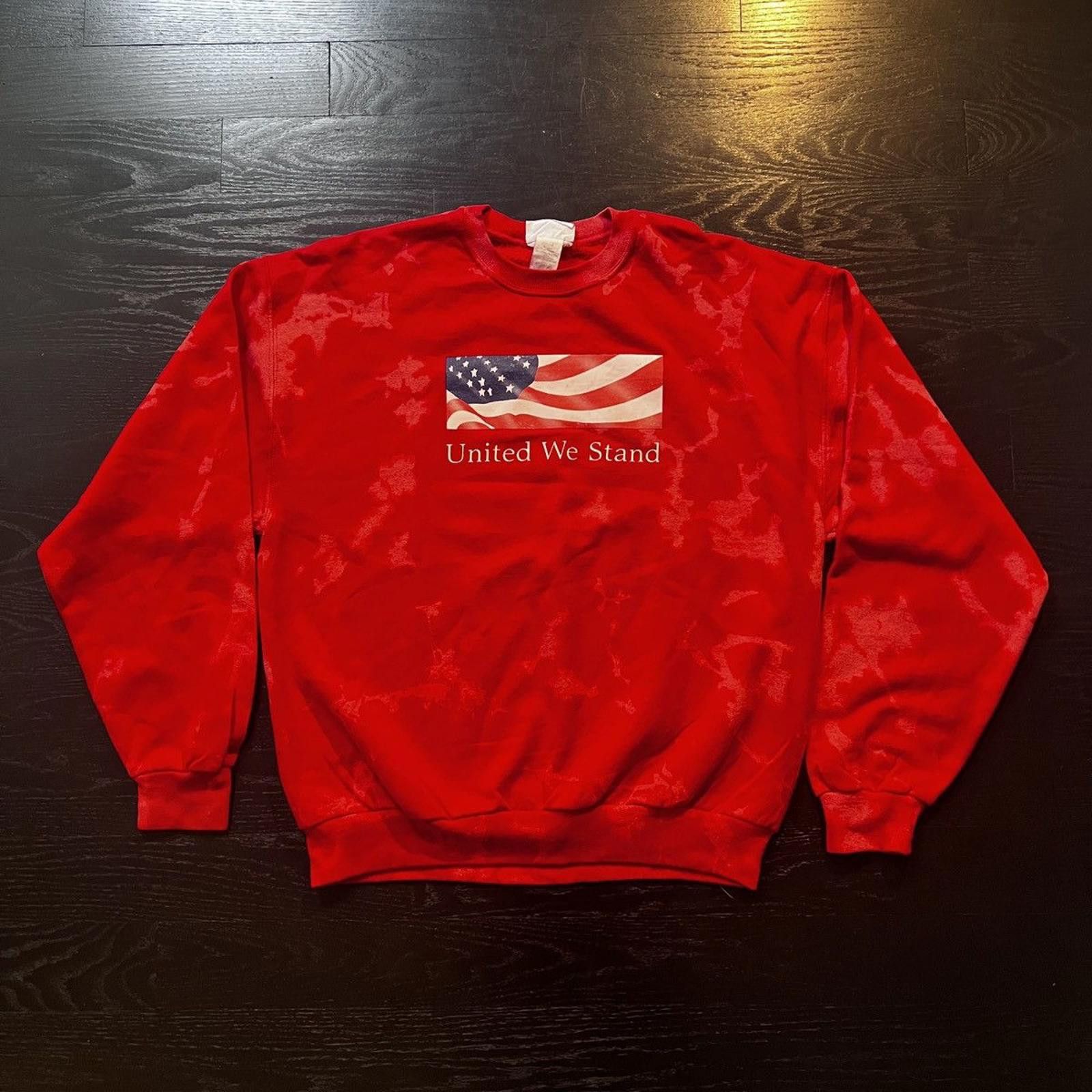Vintage Vintage Red Tie Dye American Flag Box Logo Crewneck Size US L / EU 52-54 / 3 - 1 Thumbnail