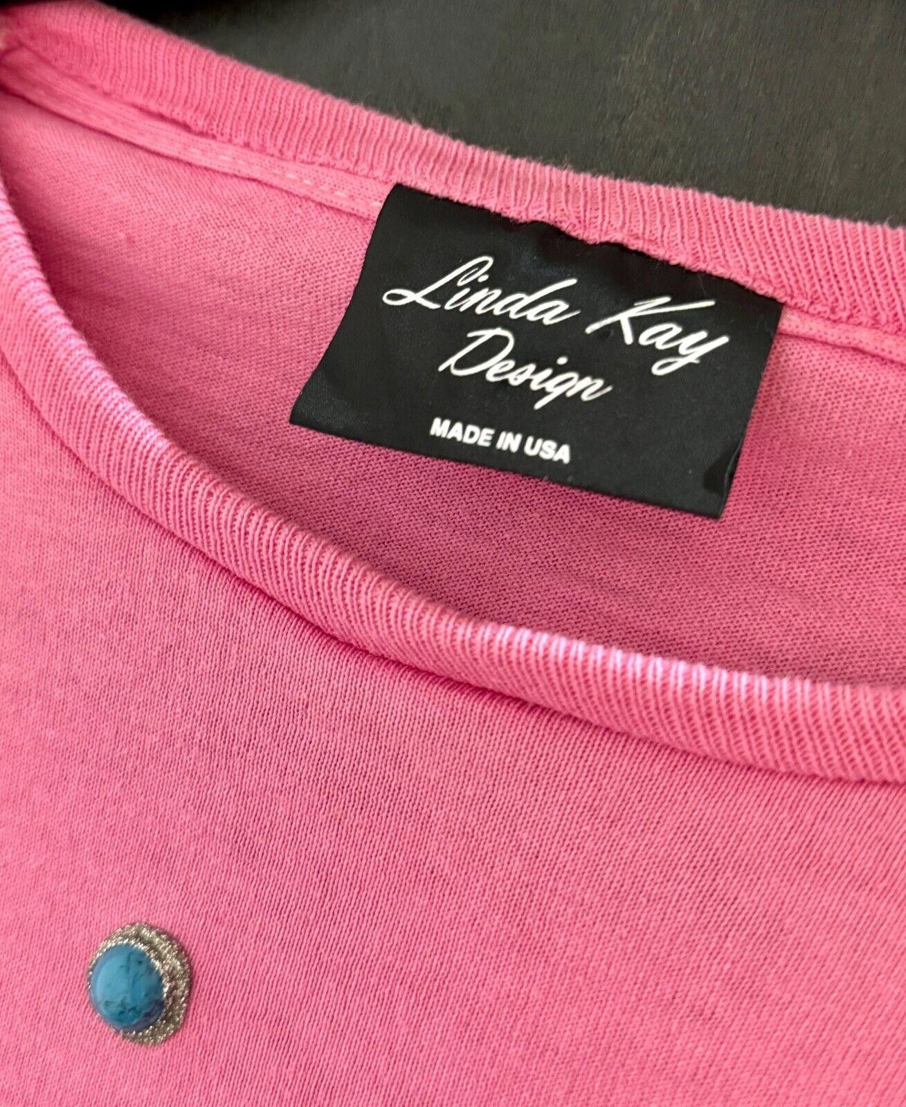 Designer Southwestern Pink Tshirt w/Embellishments Linda Kay Design Size ONE SIZE - 3 Thumbnail