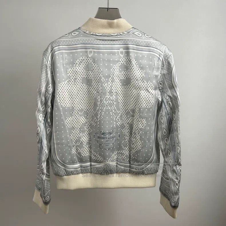 Hermes Hermes Silk Printed Baseball Jacket Size XXS / US 00 / IT 34 - 2 Thumbnail