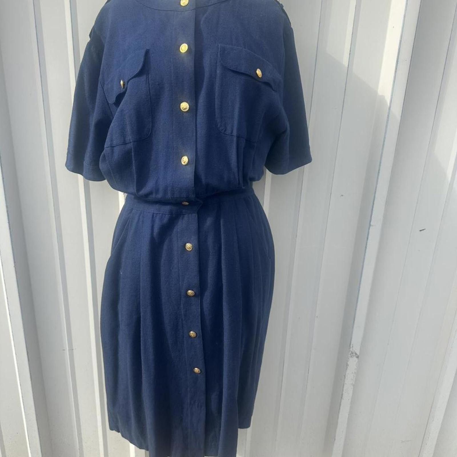Other Blue vintage military style dress military Size L / US 10 / IT 46 - 1 Thumbnail