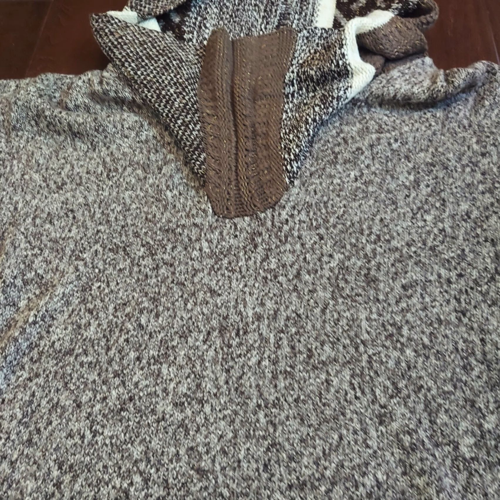 Vintage Style&co. Women's Gray Knitted Zip Turtle Neck Sweater - Size L - Solid Knit Cotton Acrylic Tunic Long Sleeve Womens Size L / US 10 / IT 46 - 7 Thumbnail