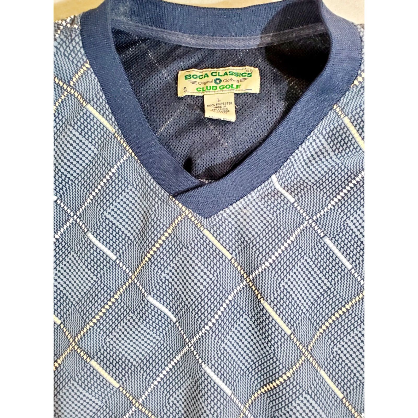 Vintage VINTAGE Boca Classics Club Golf Pullover V-Neck Windbreaker Mens Large Blue/Gold Windbreaker Solid Blue Logo 90s (if applicable) Mens Size US L / EU 52-54 / 3 - 3 Thumbnail