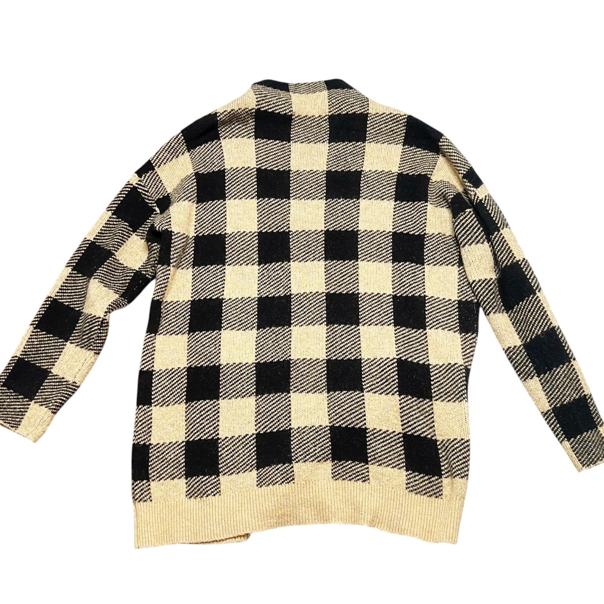Loft Loft Sweater Womens Size L Tan Black Checkered Plaid Knit Mo Size L / US 10 / IT 46 - 4 Thumbnail