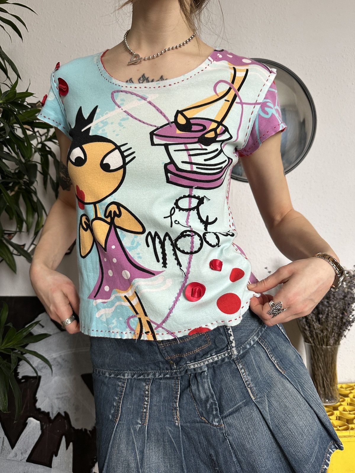 If Six Was Nine × Seditionaries Graphic Printed Funky Top Patchwork Details like Custo Size M / US 6-8 / IT 42-44 - 6 Thumbnail