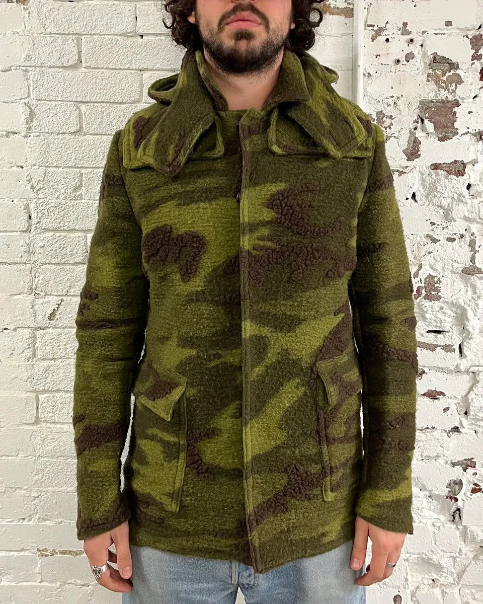 Daniele Alessandrini Daniele Alessandrini Camo Green Wool Detachable Hood Military Jacket Size US M / EU 48-50 / 2 - 2 Thumbnail