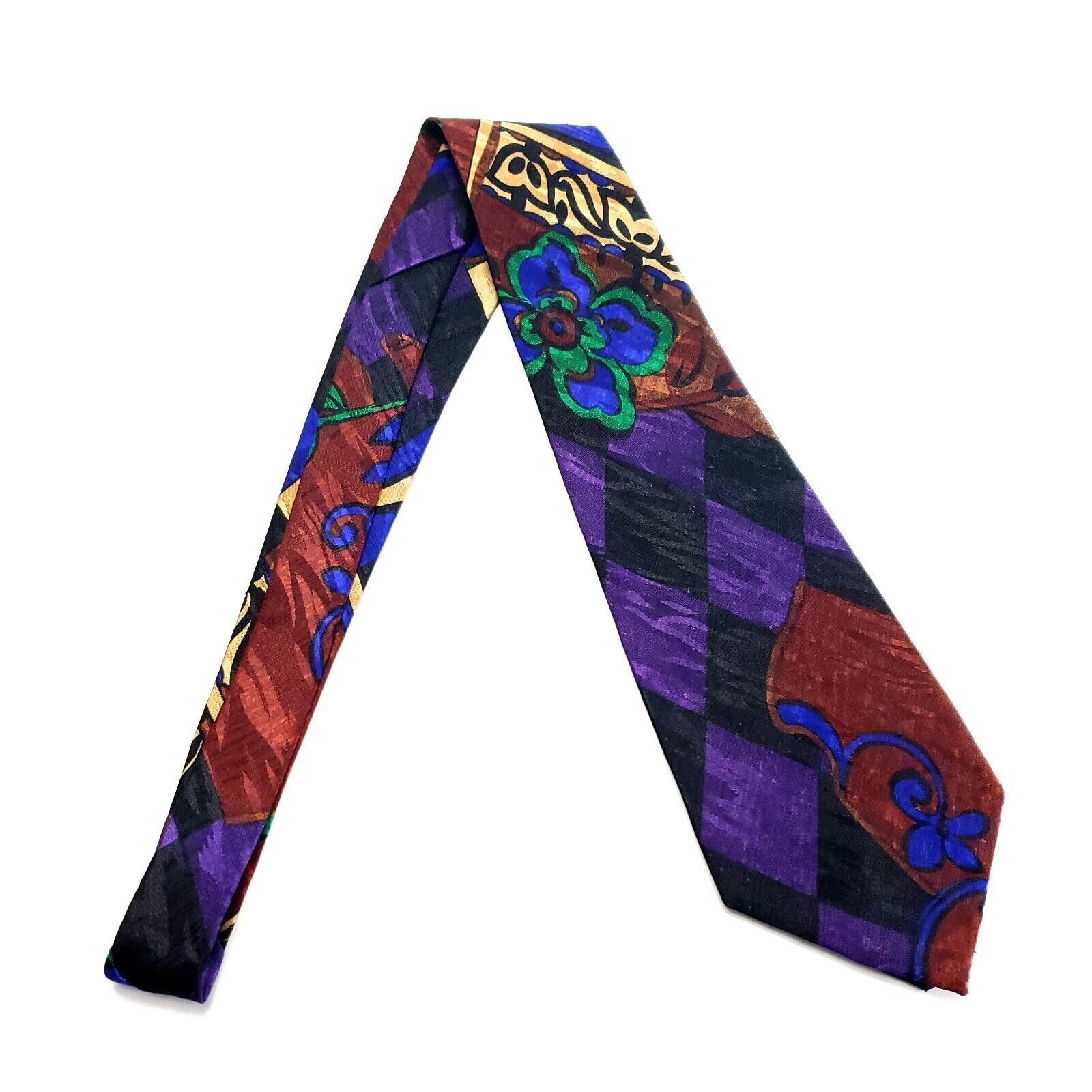 Designer Lord & Paril Polyester Tie Abstract Purple Short Wide Size ONE SIZE - 6 Thumbnail