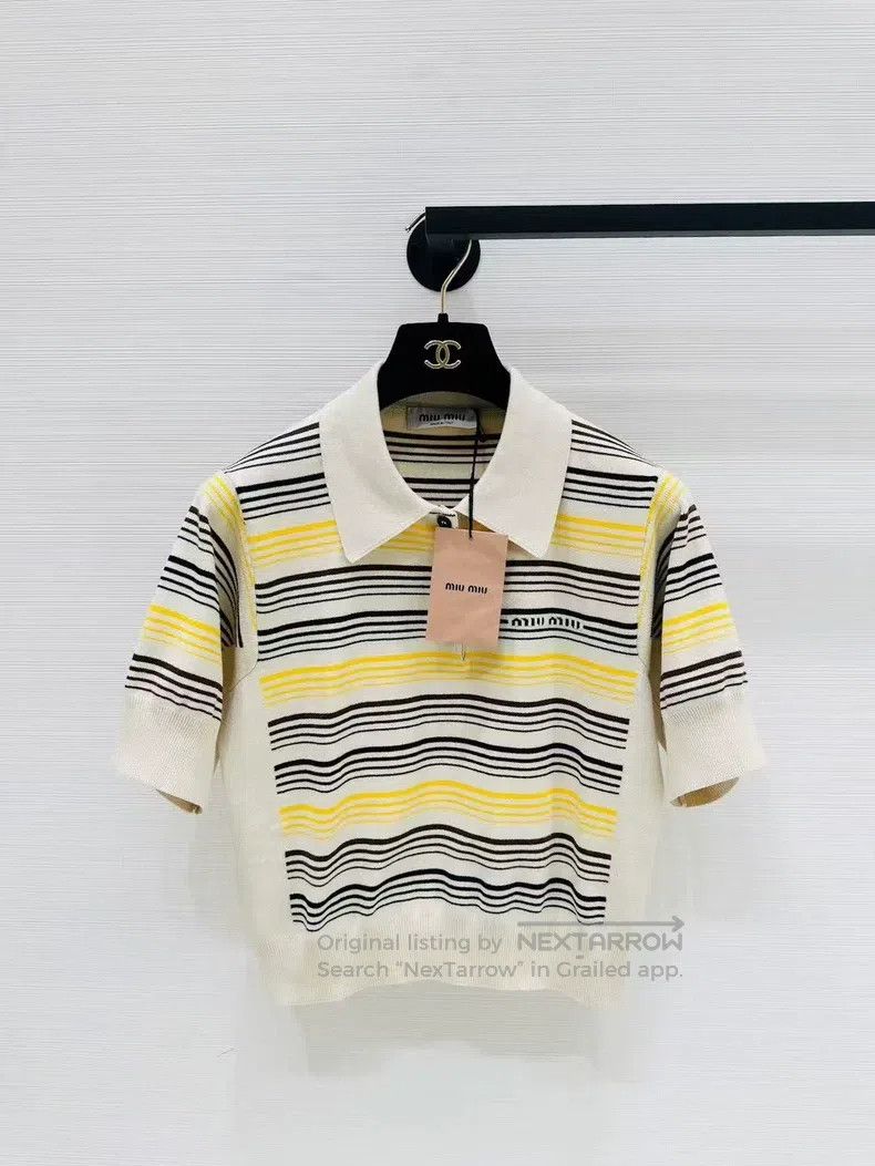 Miu Miu Miu Miu 36 Striped POLO short sleeve Size S / US 4 / IT 40 - 1 Thumbnail