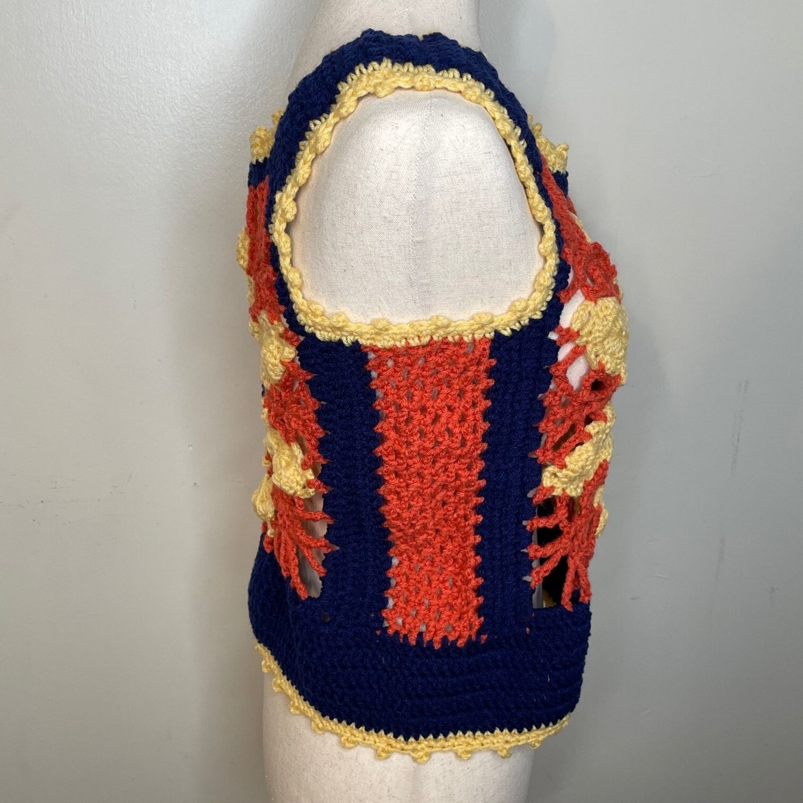 Other Vintage 1970's M / L Crochet Gypsy Hugger Tank Granny Square Size L / US 10 / IT 46 - 11 Thumbnail